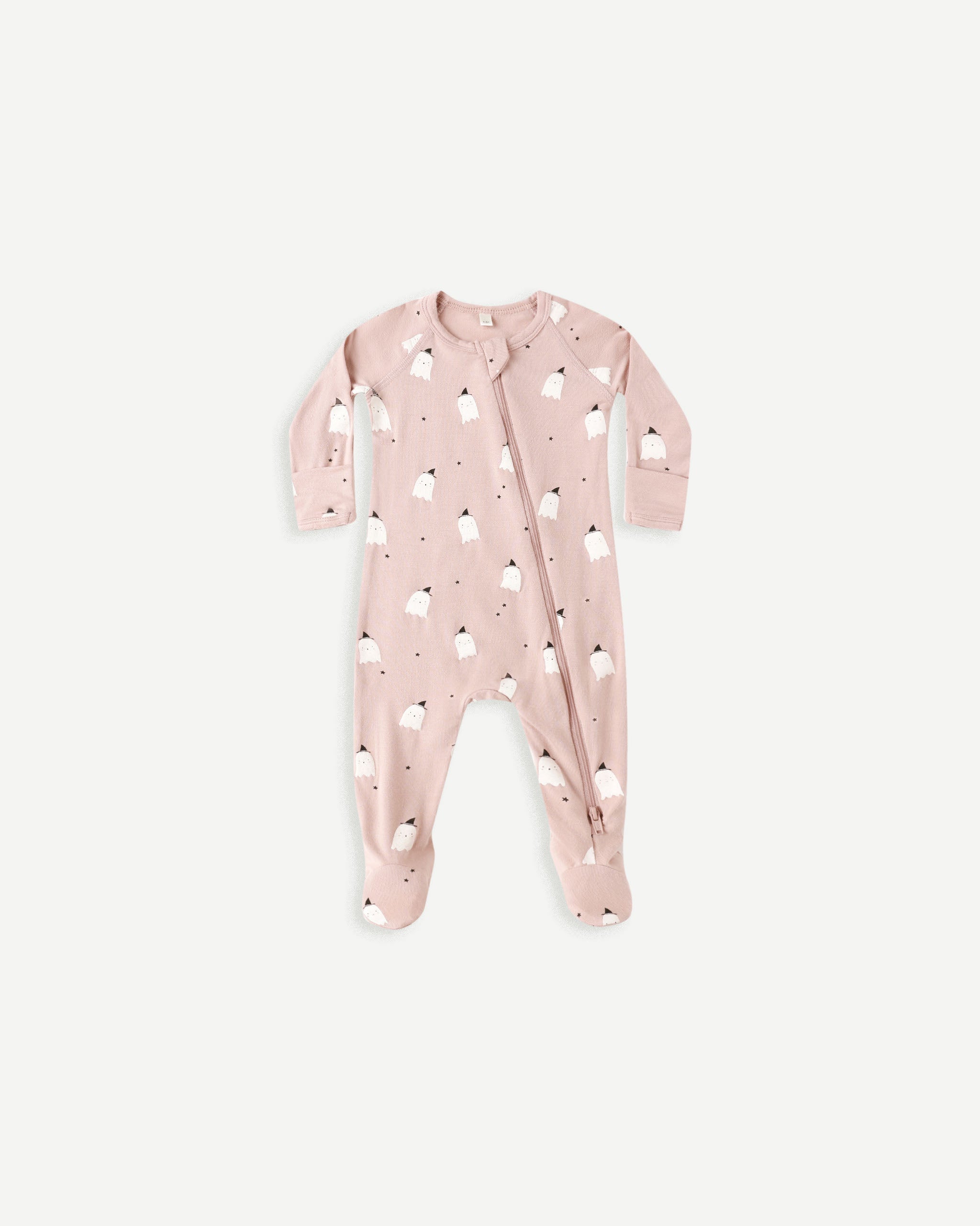 Bamboo Zip Footie || Pink Ghosts - Rylee + Cru | Kids Clothes | Trendy Baby Clothes | Modern Infant Outfits |