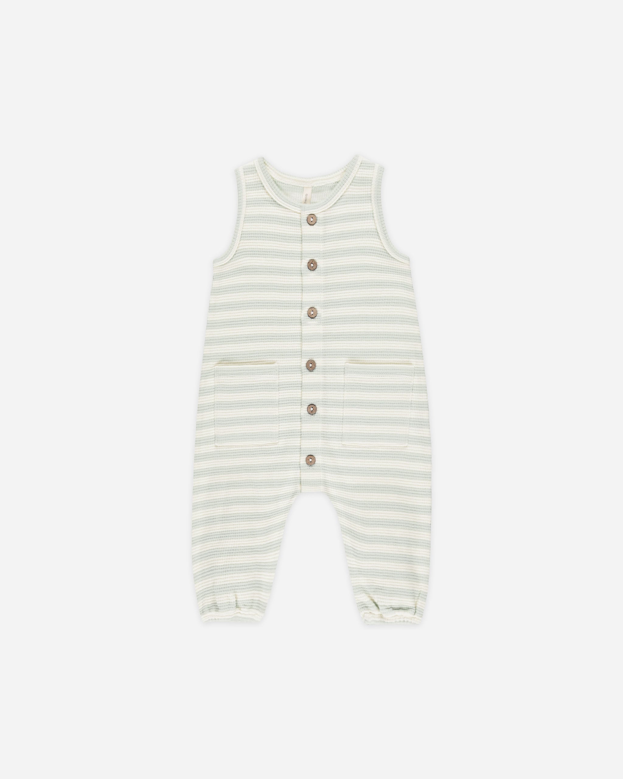 Waffle Jumpsuit || Mint Stripe