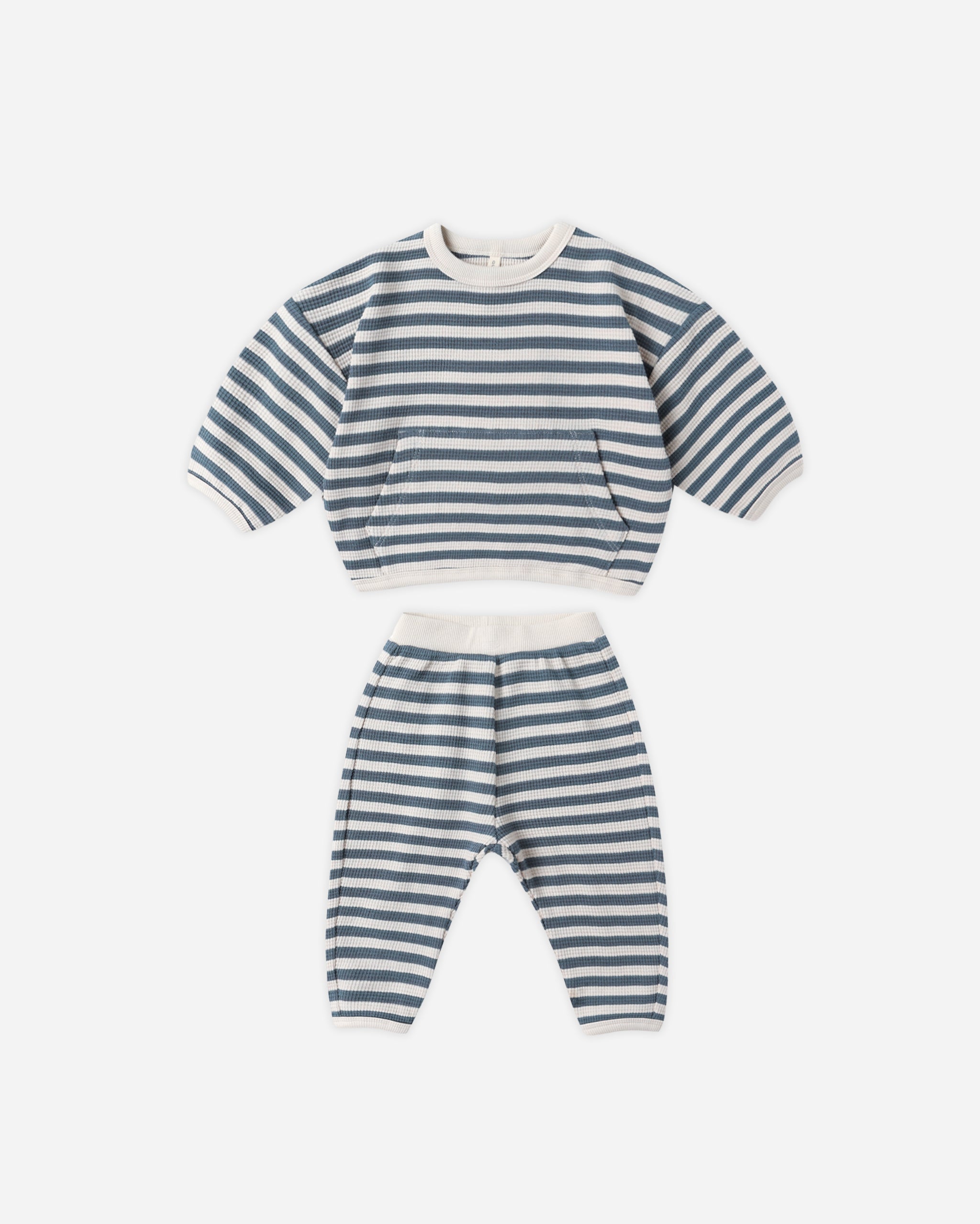 Waffle Slouch Set || Ocean Stripe