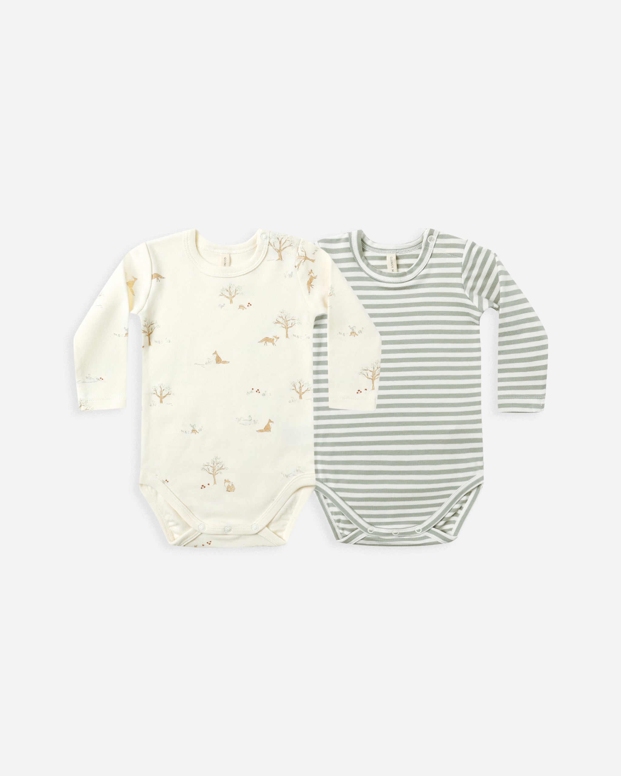 Jersey Bodysuit, 2 Pack || Fox Land, Fern Stripe