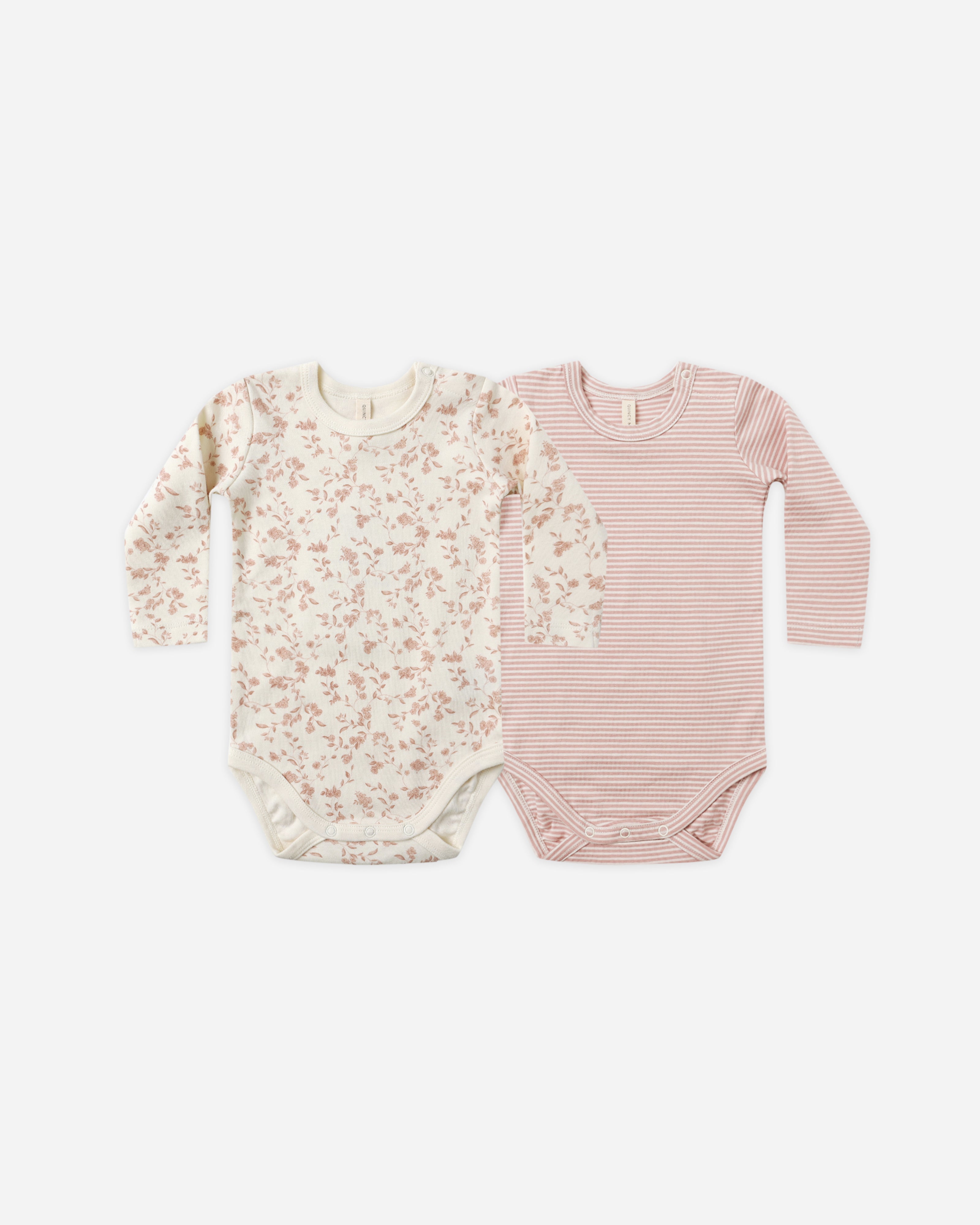 Jersey Bodysuit, 2 Pack || French Garden, Rose Micro Stripe