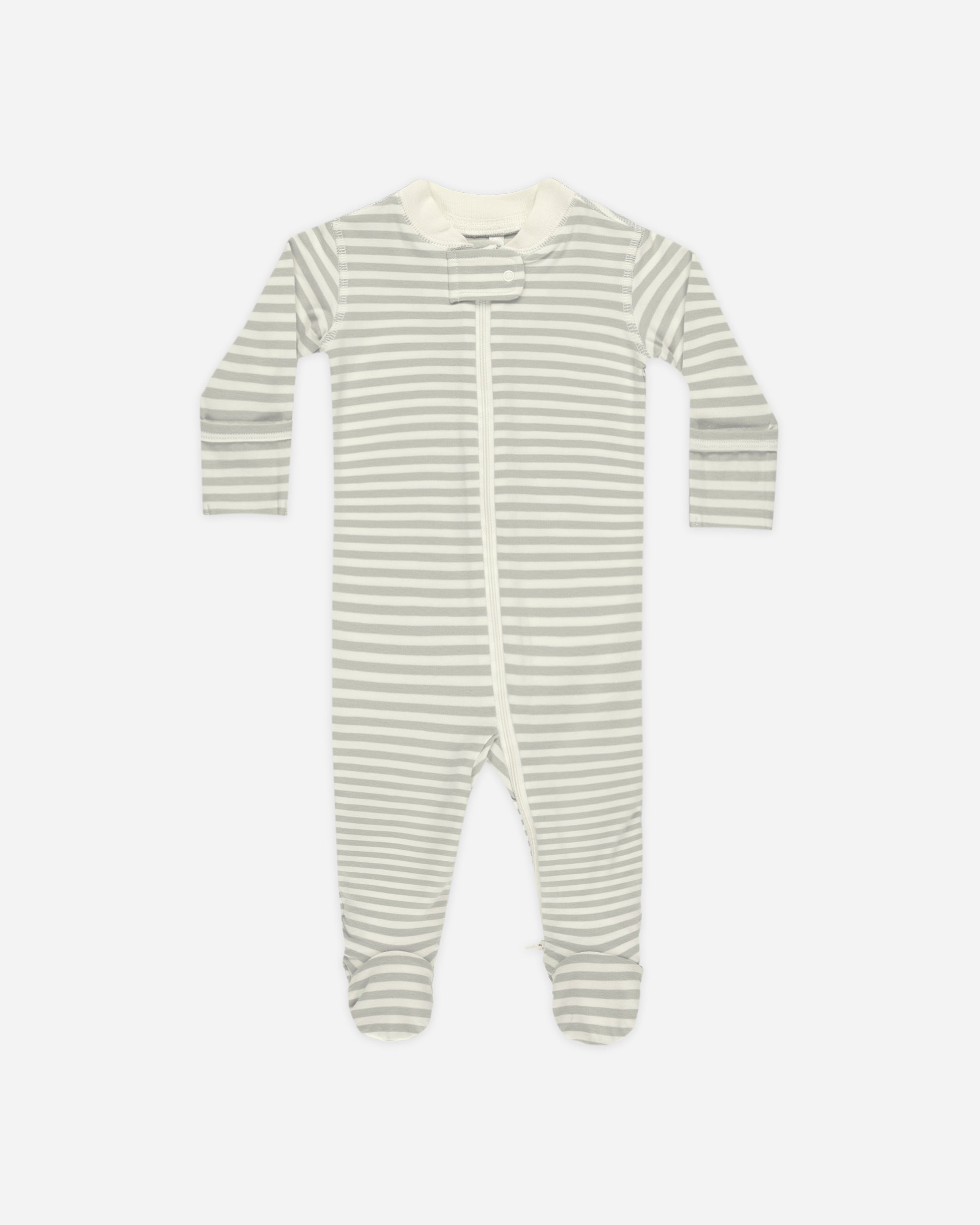 Zip Long Sleeve Sleeper Footie || Sage Stripe