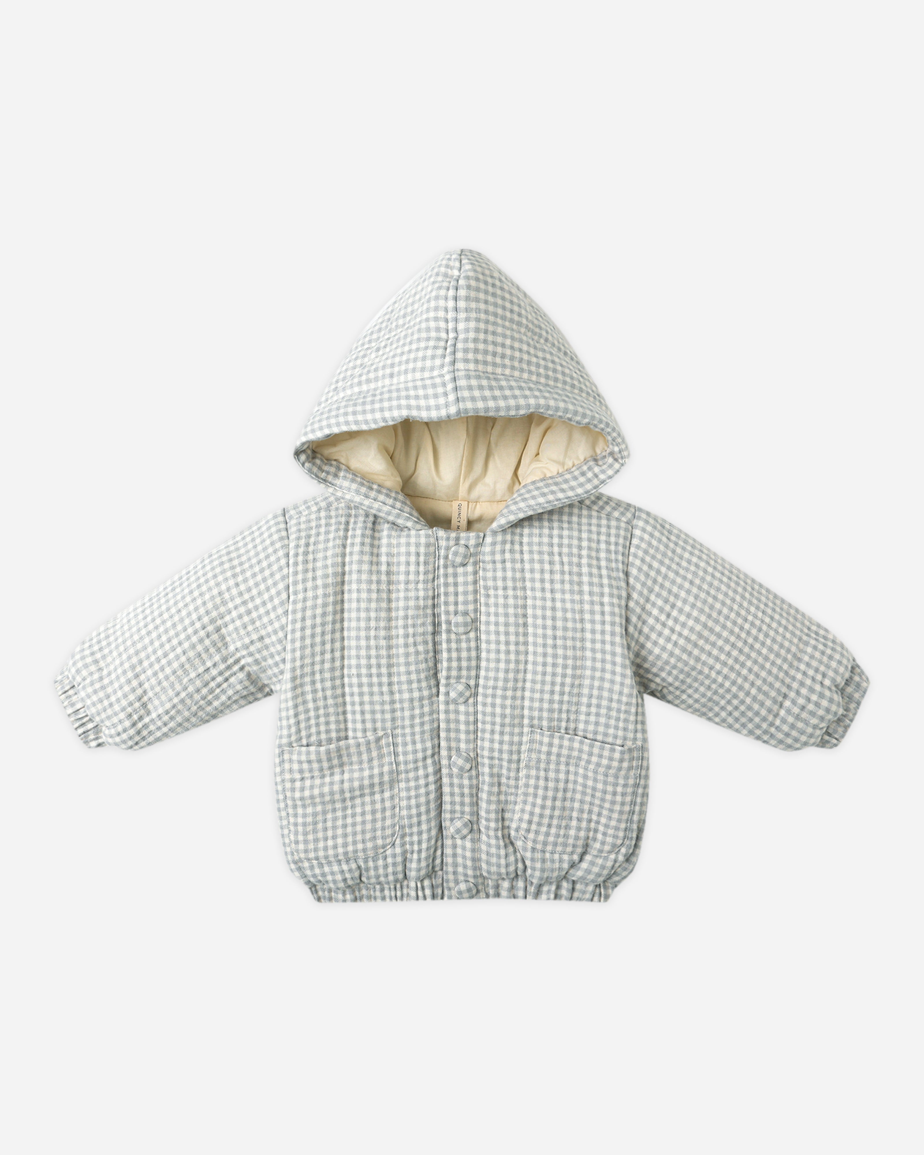 Hooded Woven Jacket || Blue Gingham