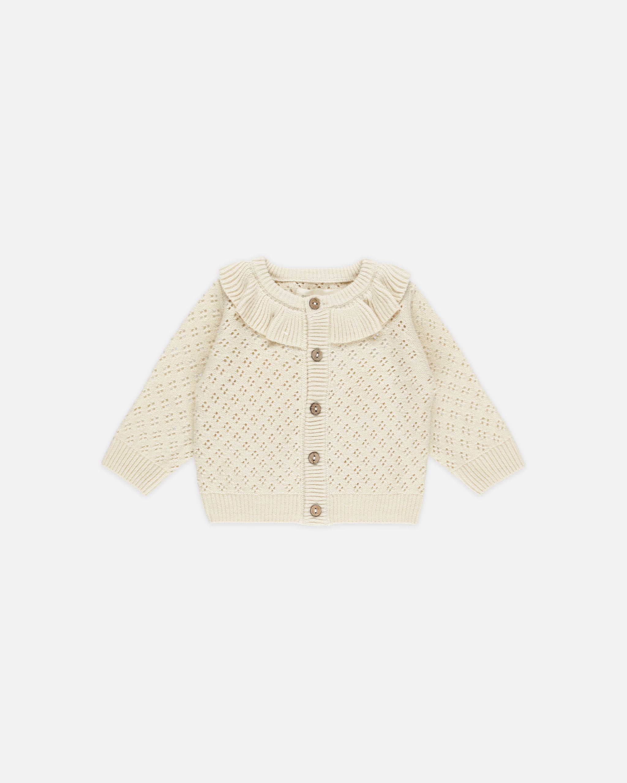 Ruffle Collar Cardigan || Natural