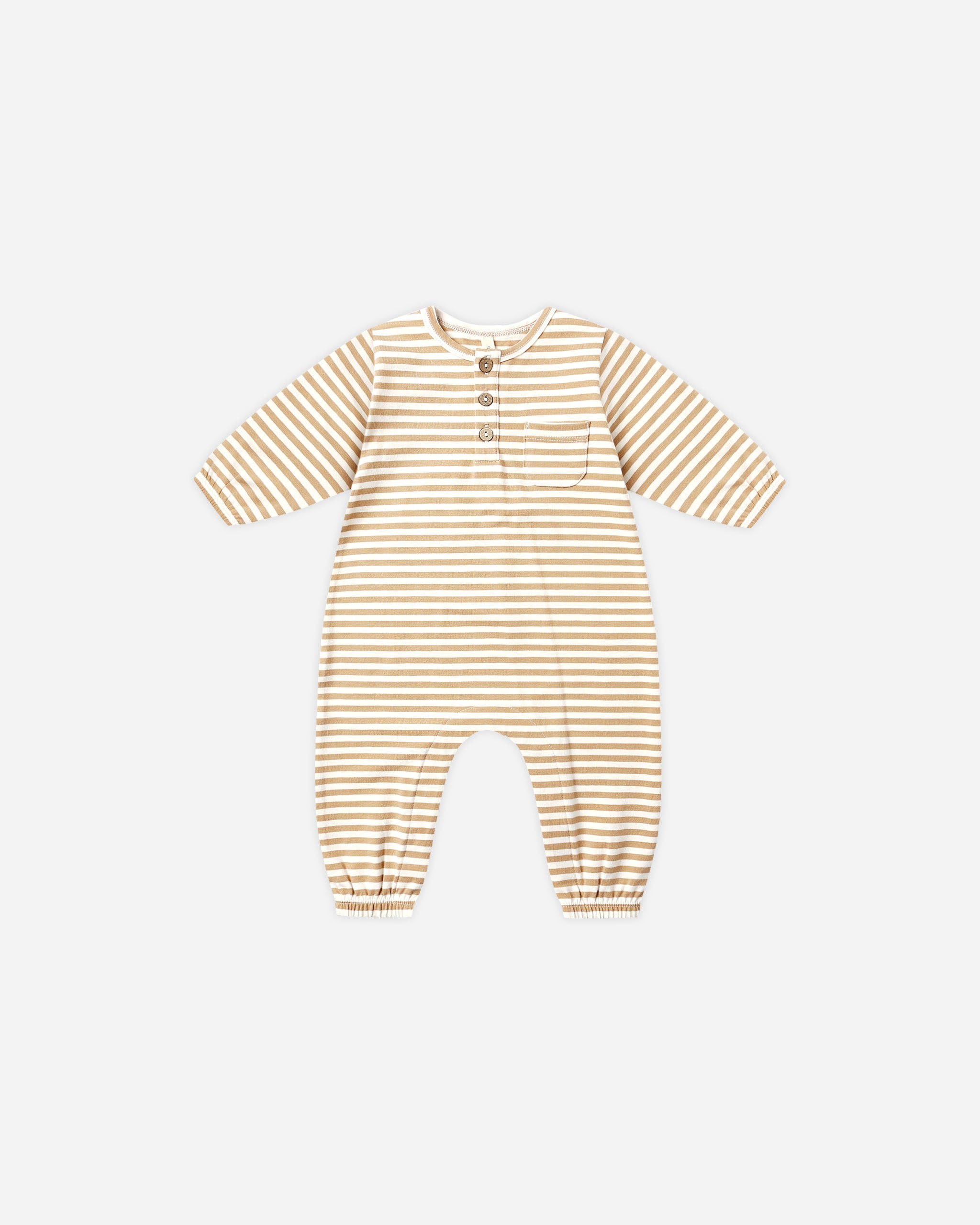 Long Sleeve Pocket Jumpsuit || Gold Stripe