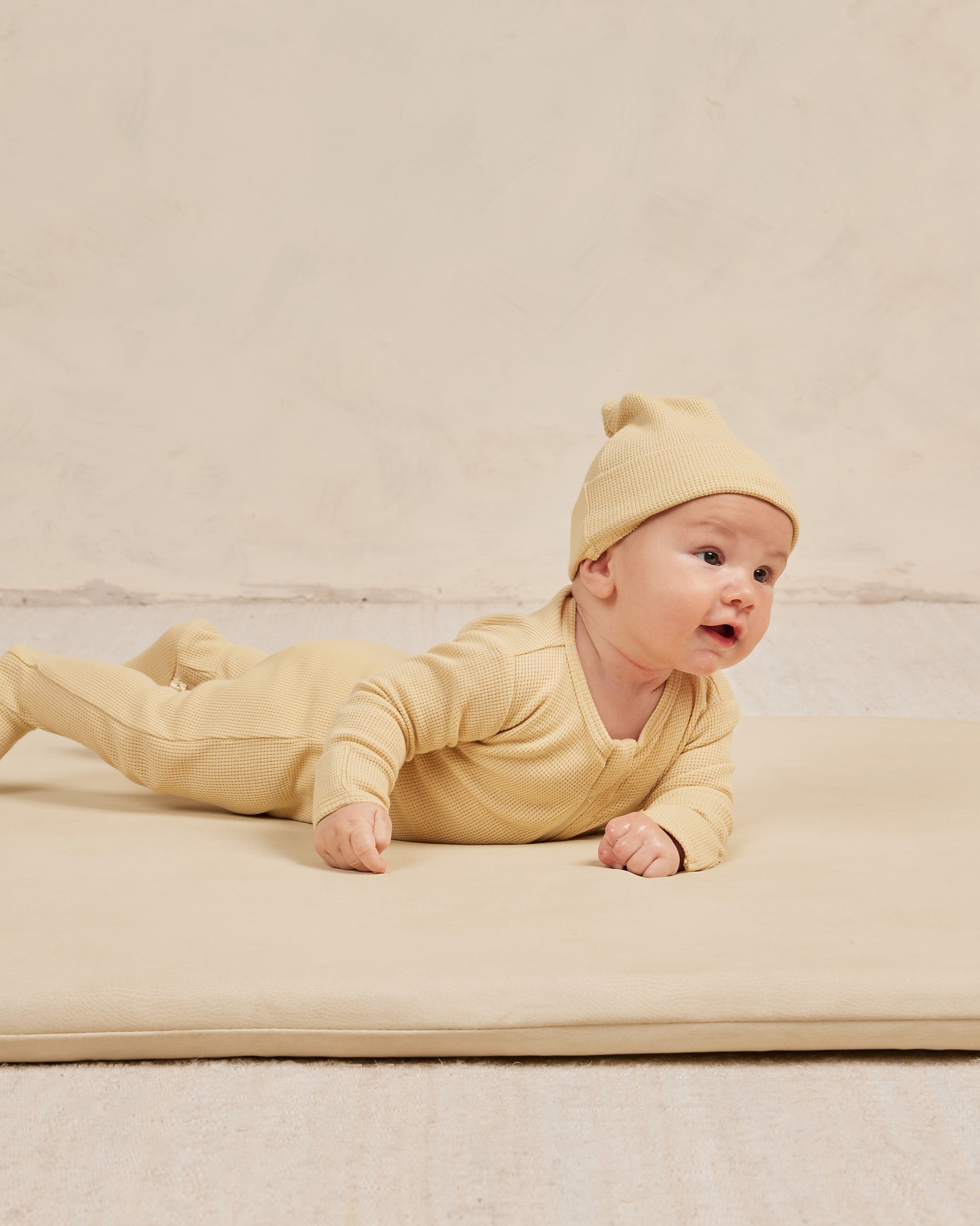 Waffle Knotted Baby Hat || Lemon - Rylee + Cru | Kids Clothes | Trendy Baby Clothes | Modern Infant Outfits |