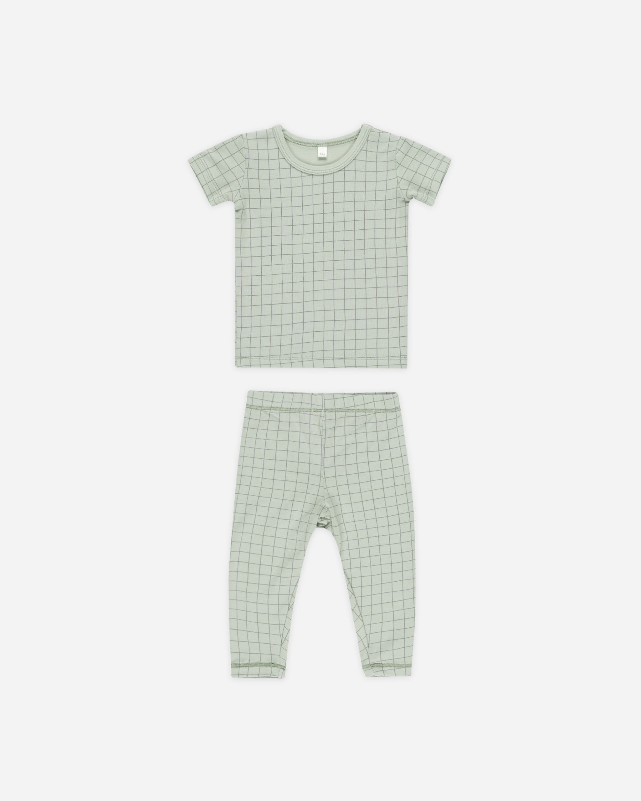 Bamboo Short Sleeve Pajama Set || Sage Grid