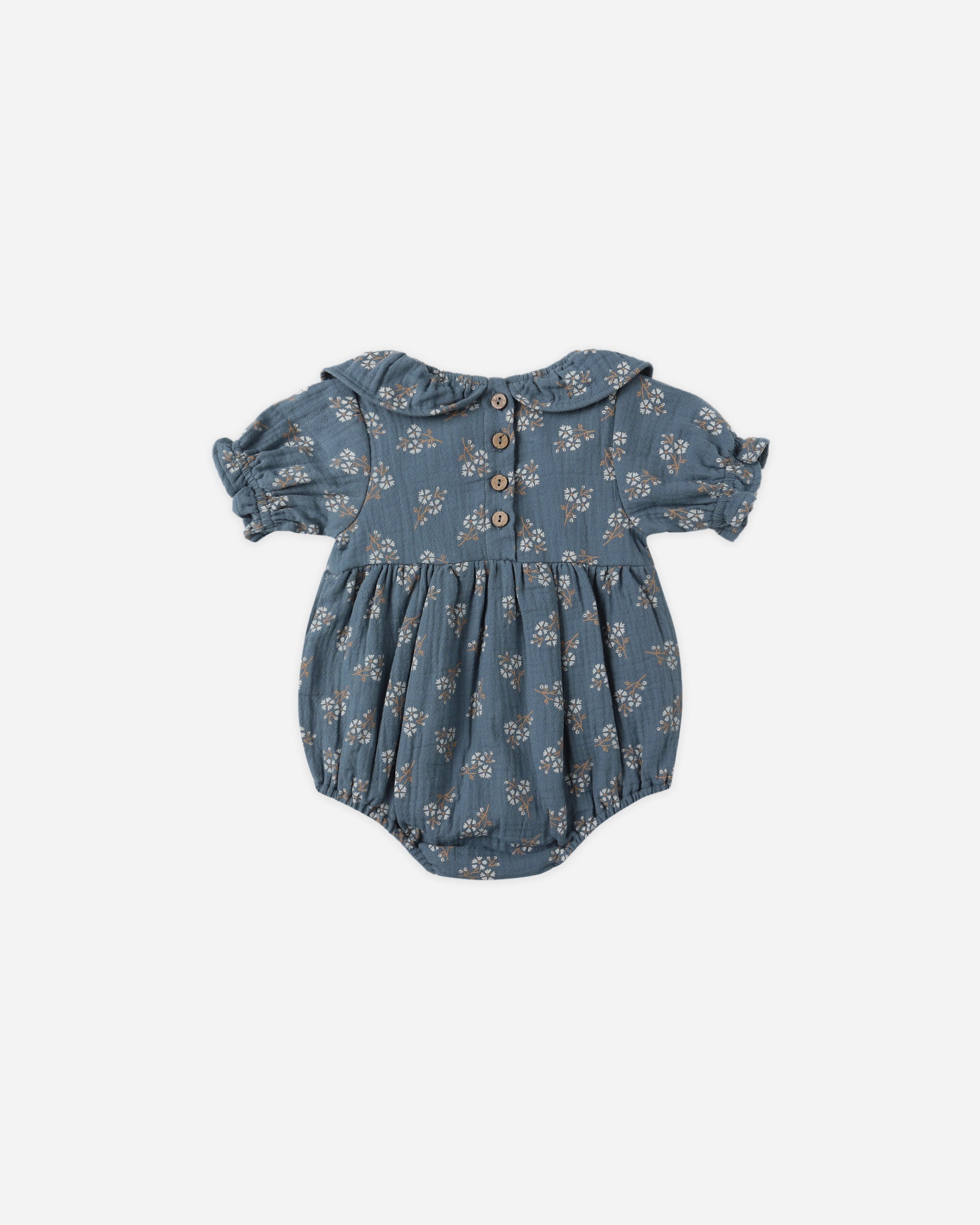 Collared Romper || Blue Floral