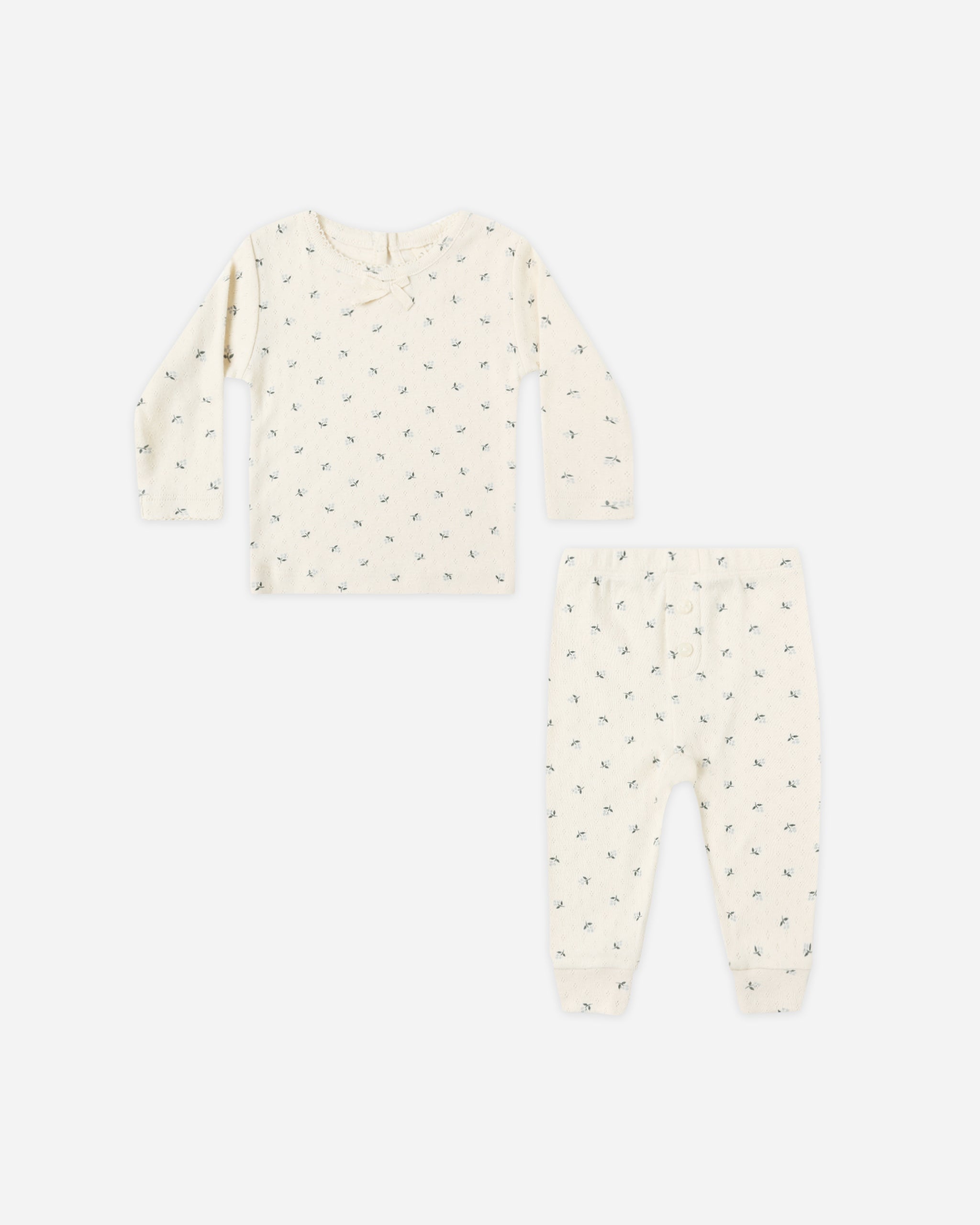 Pointelle Long Sleeve Tee + Legging || Blue Ditsy