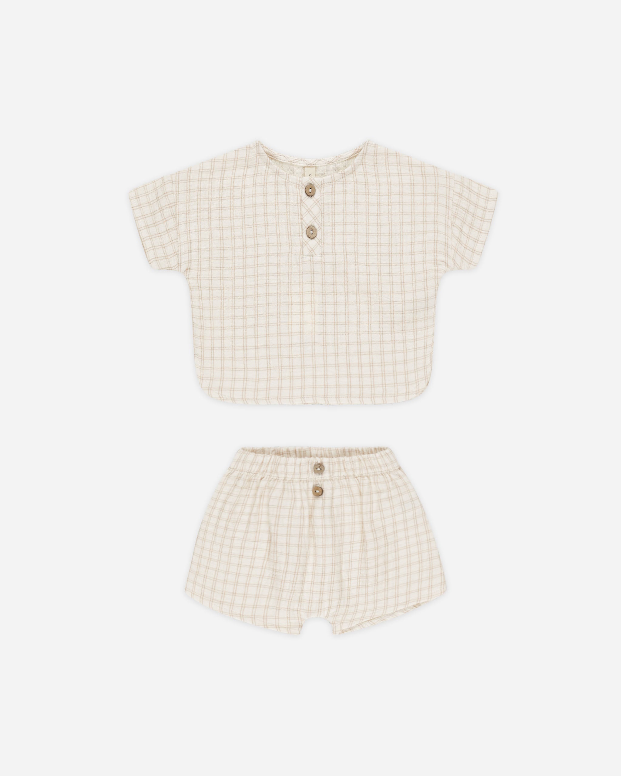 Woven Boxy Top + Short Set || Oat Check