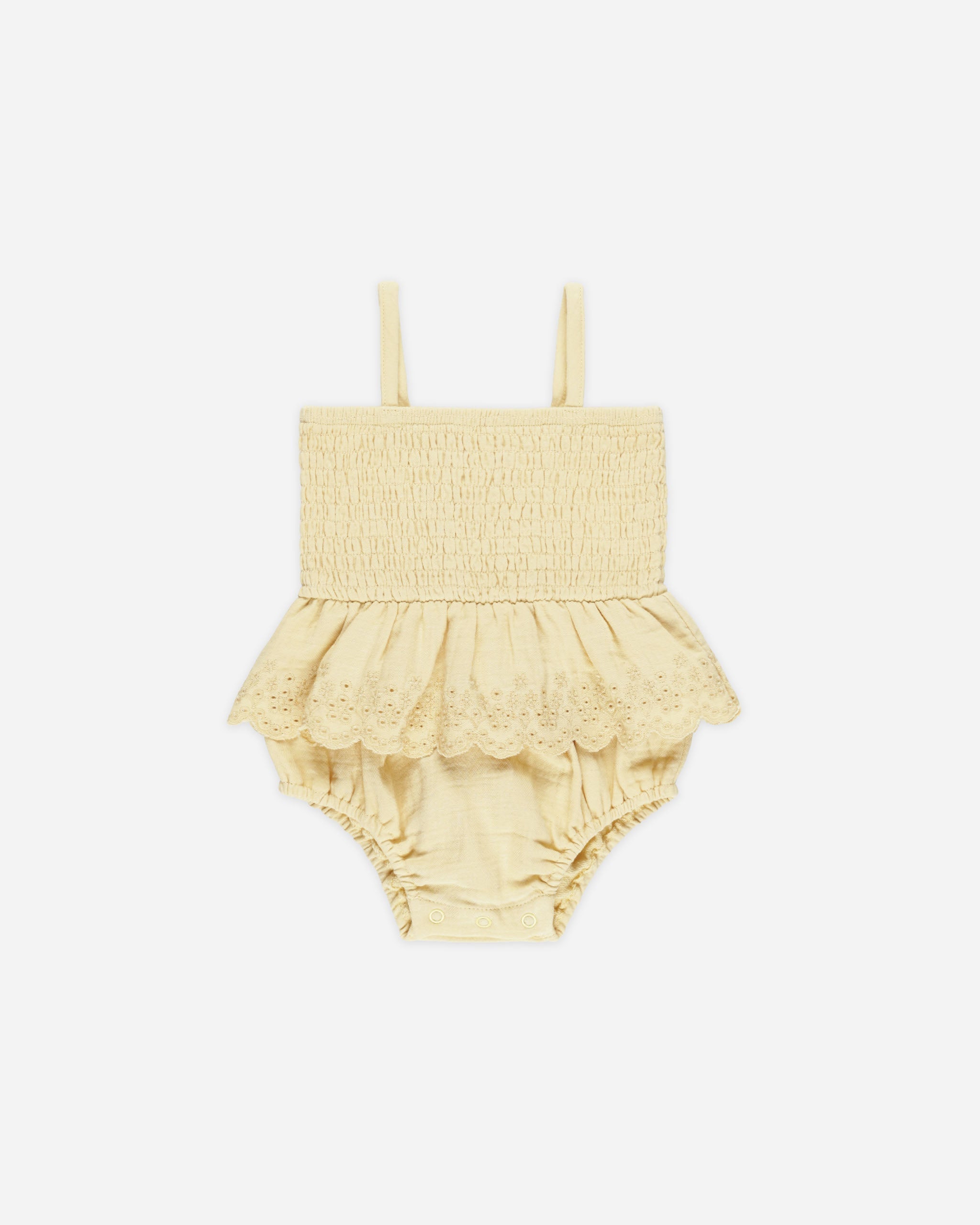 Smocked Skirted Romper || Yellow