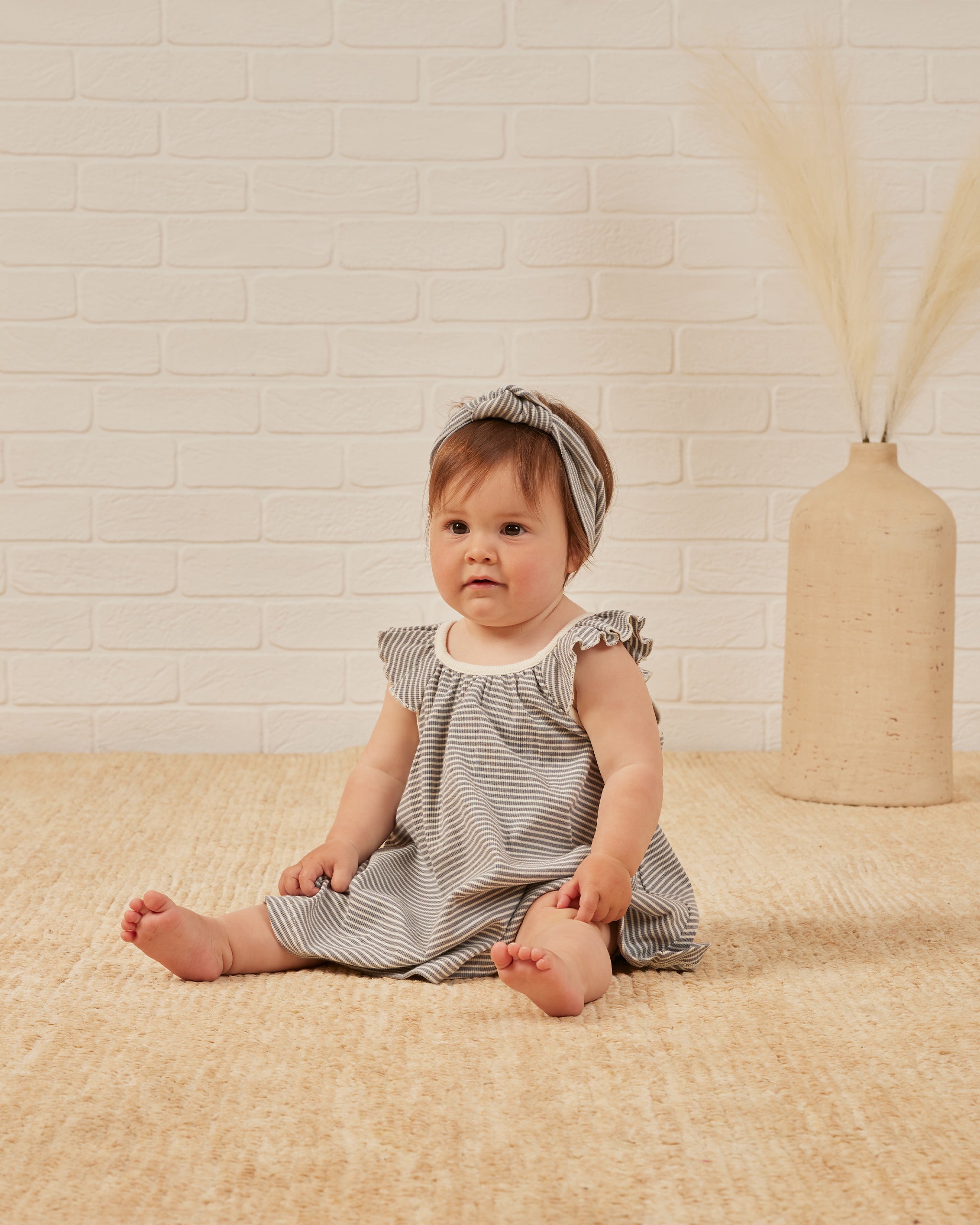 Ribbed Knotted Headband || Lagoon Micro Stripe - Rylee + Cru | Kids Clothes | Trendy Baby Clothes | Modern Infant Outfits |