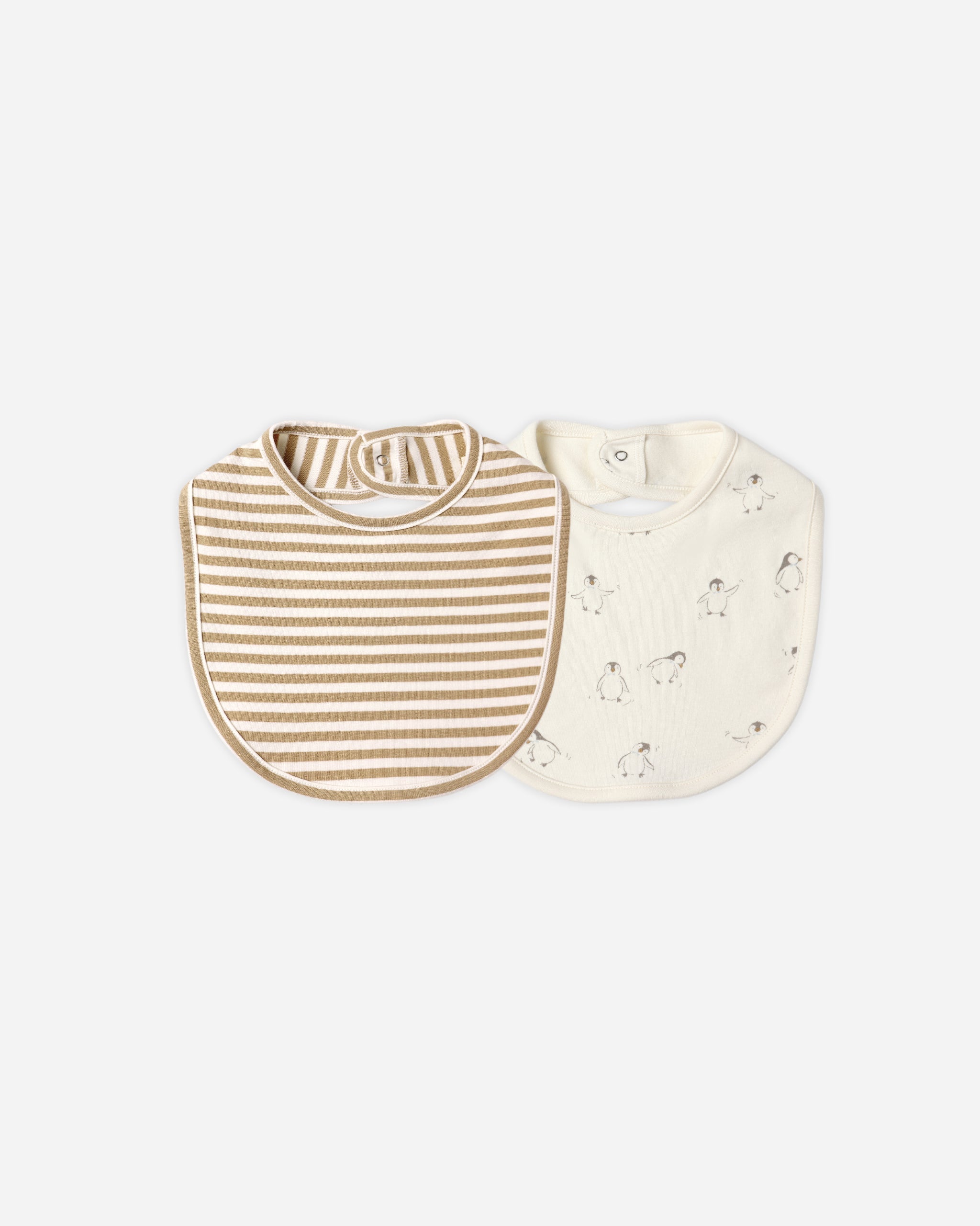 Jersey Snap Bib, 2 Pack || Gold Stripe, Penguins