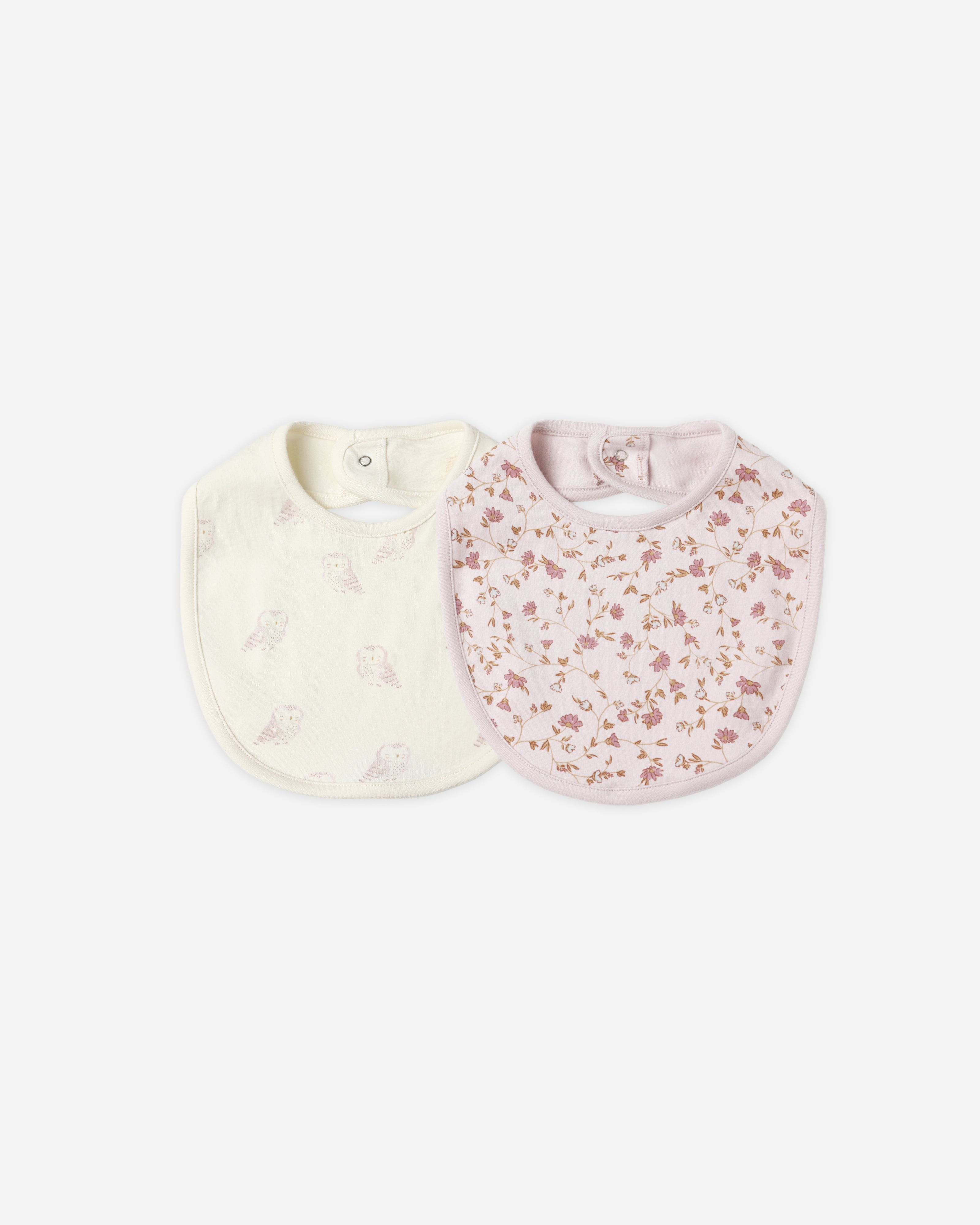 Jersey Snap Bib, 2 Pack || Garden, Snow Owls