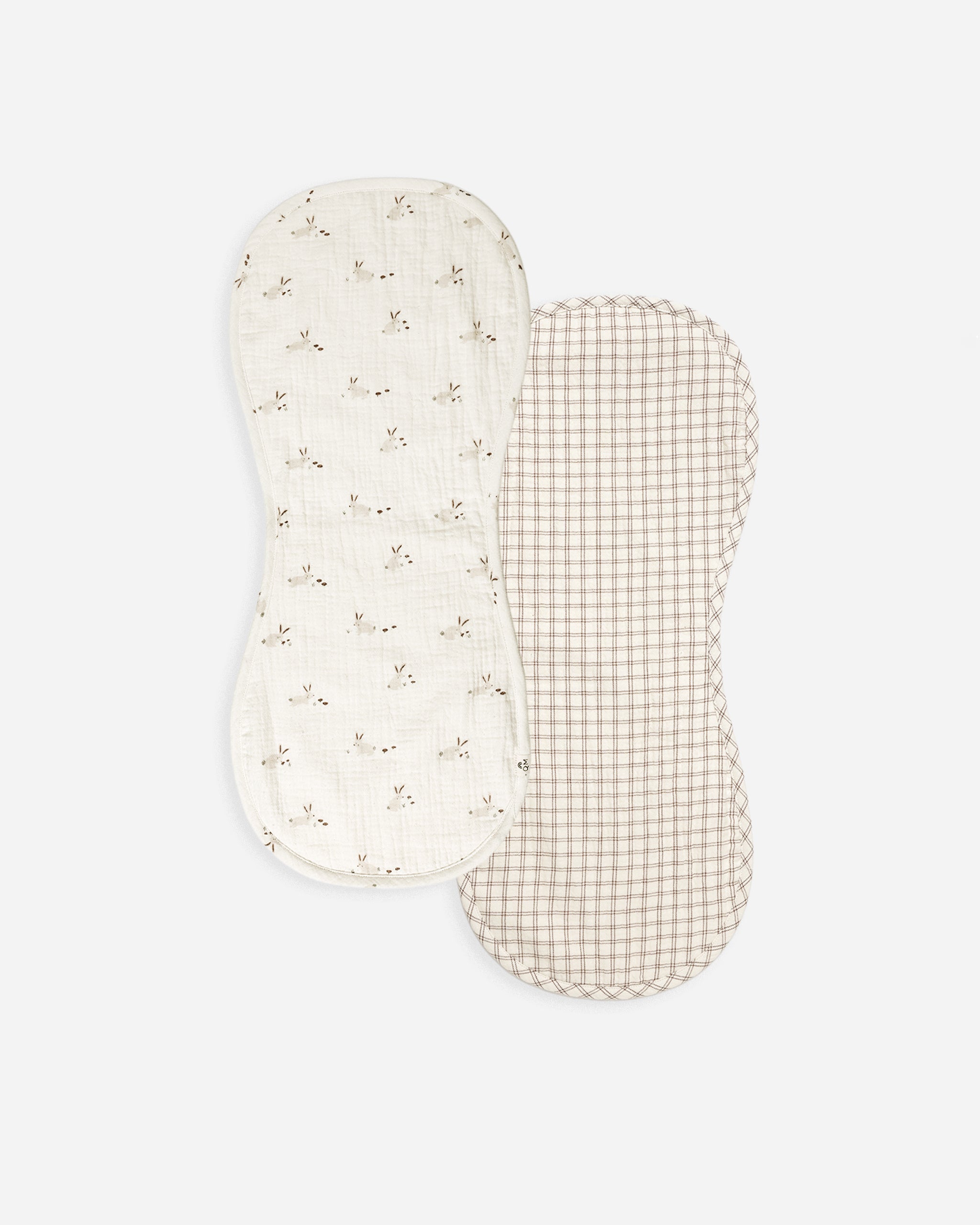 Burp Cloth, 2 Pack  || Bunnies, Cedar Check