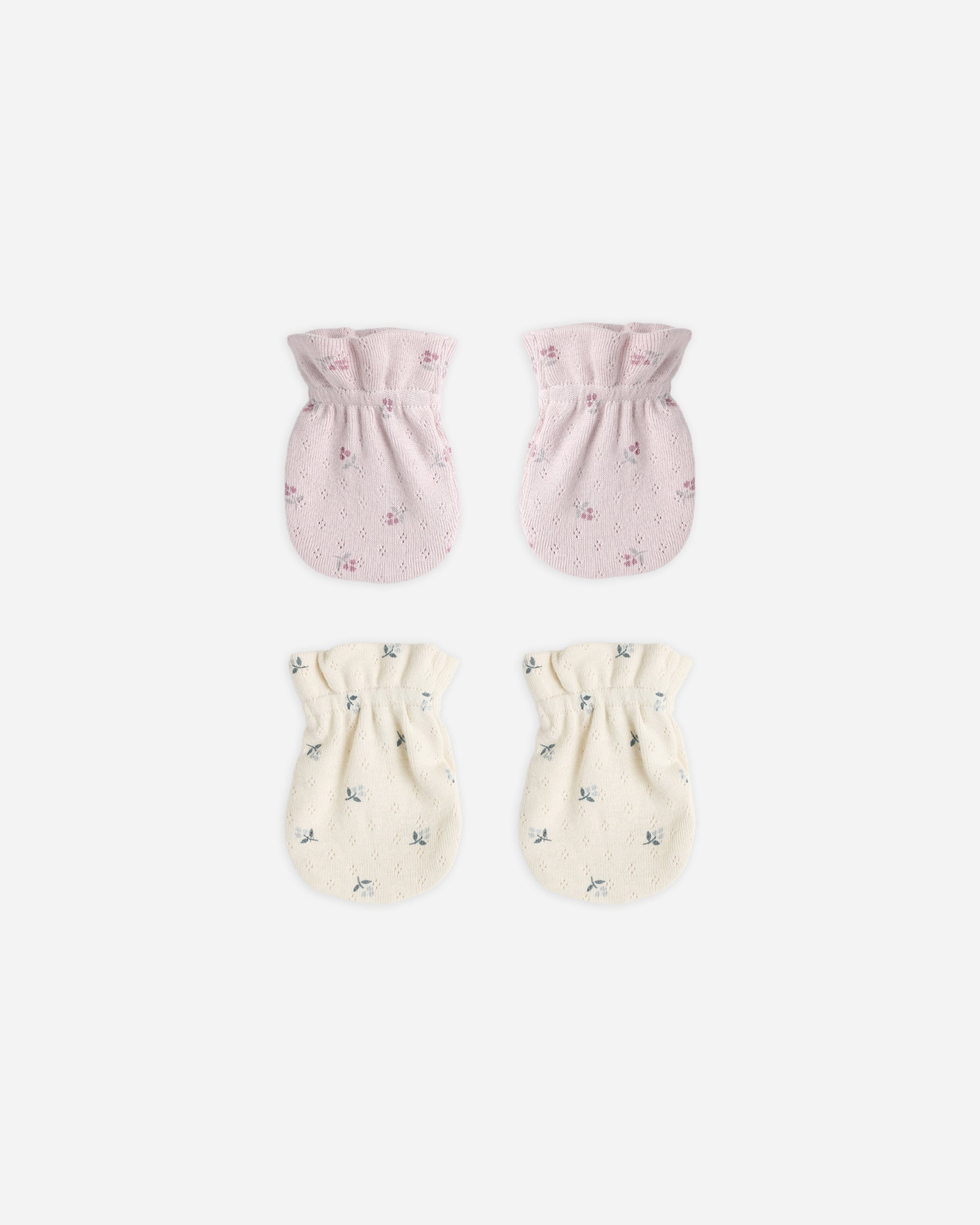 No Scratch Mittens, Set Of 2 || Blue Ditsy, Lilac Ditsy