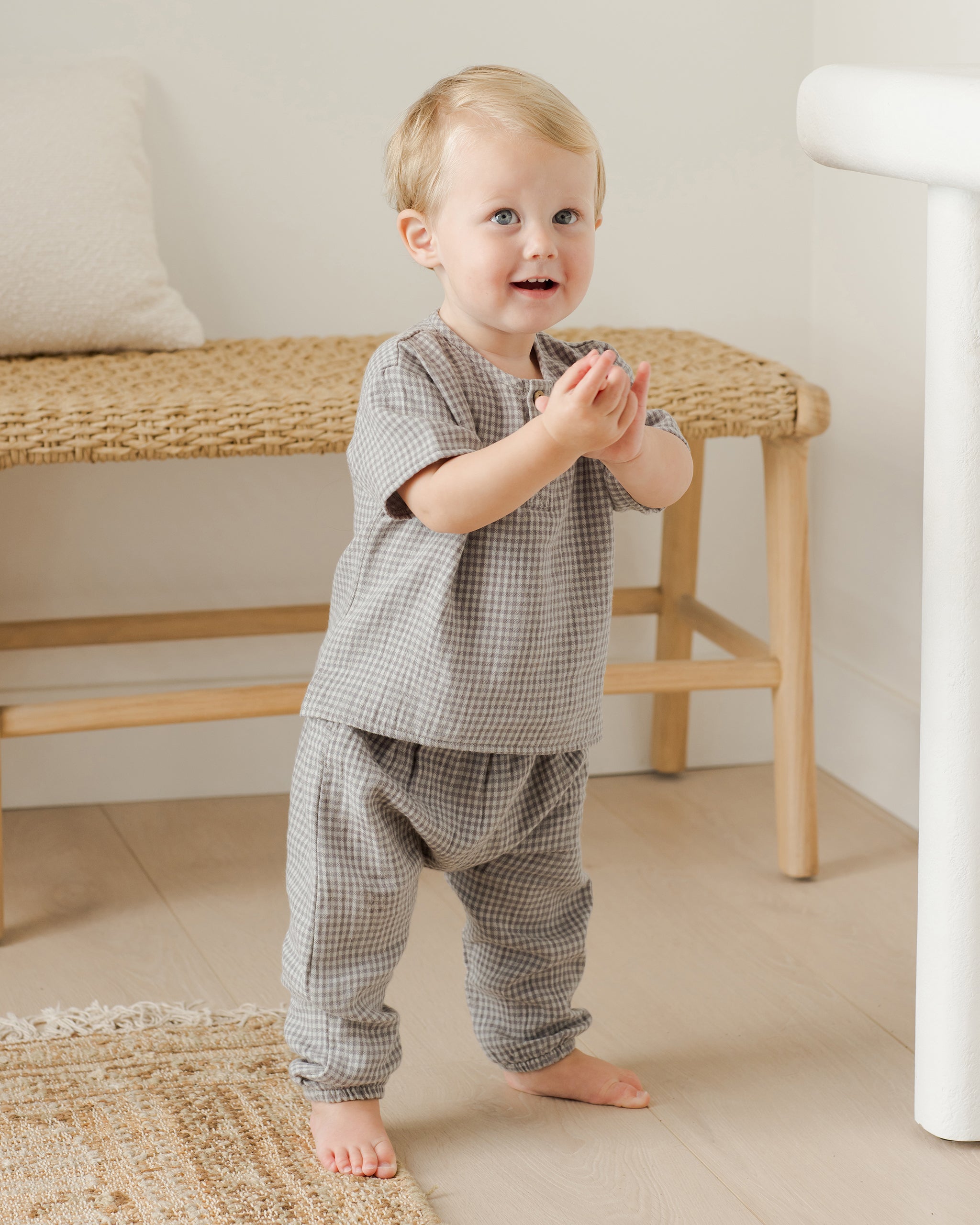 Henry Top || Blue Gingham - Rylee + Cru | Kids Clothes | Trendy Baby Clothes | Modern Infant Outfits |