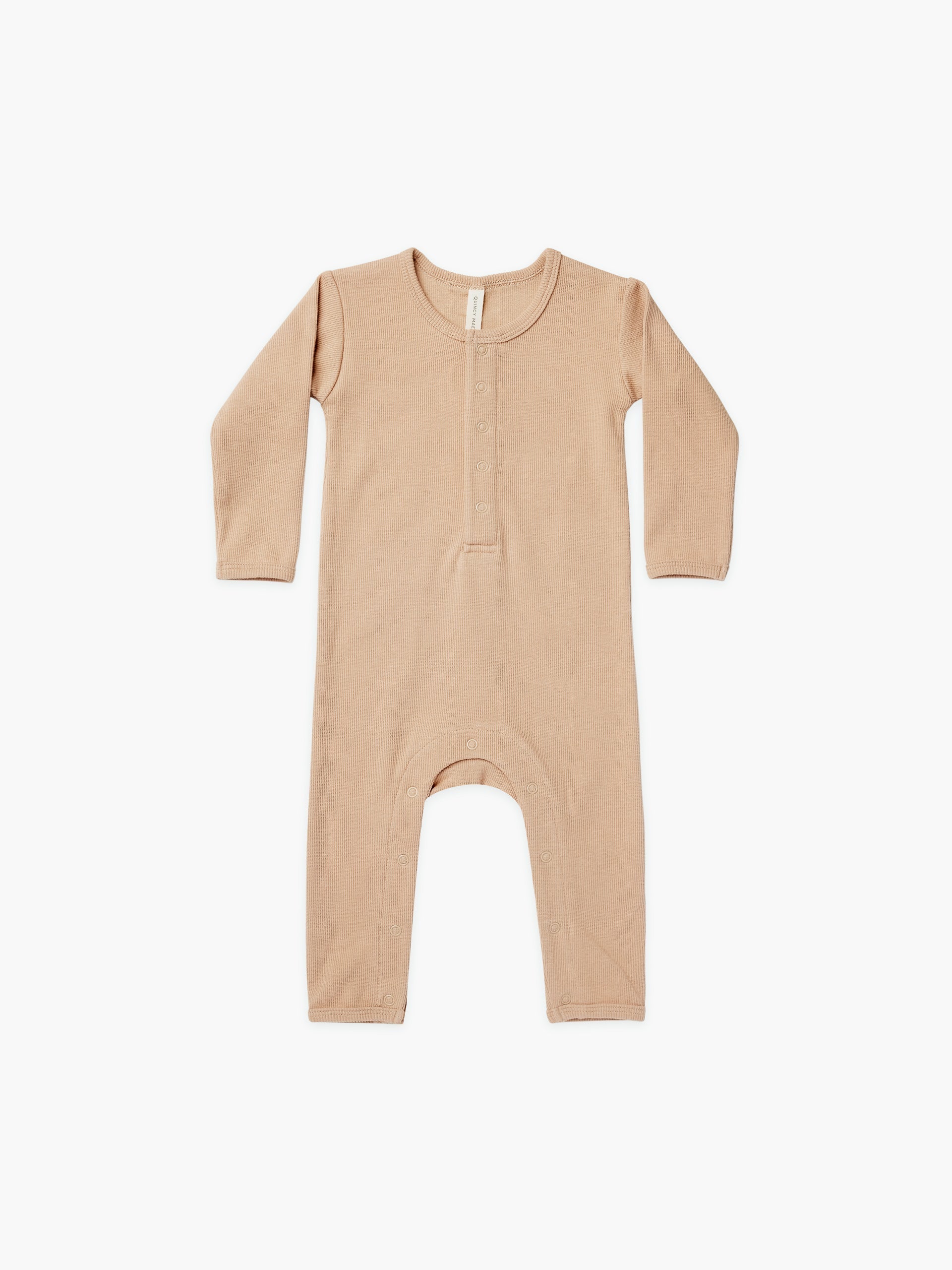 ribbed baby jumpsuit | apricot - Quincy Mae | Baby Basics | Baby Clothing | Organic Baby Clothes | Modern Baby Boy Clothes |