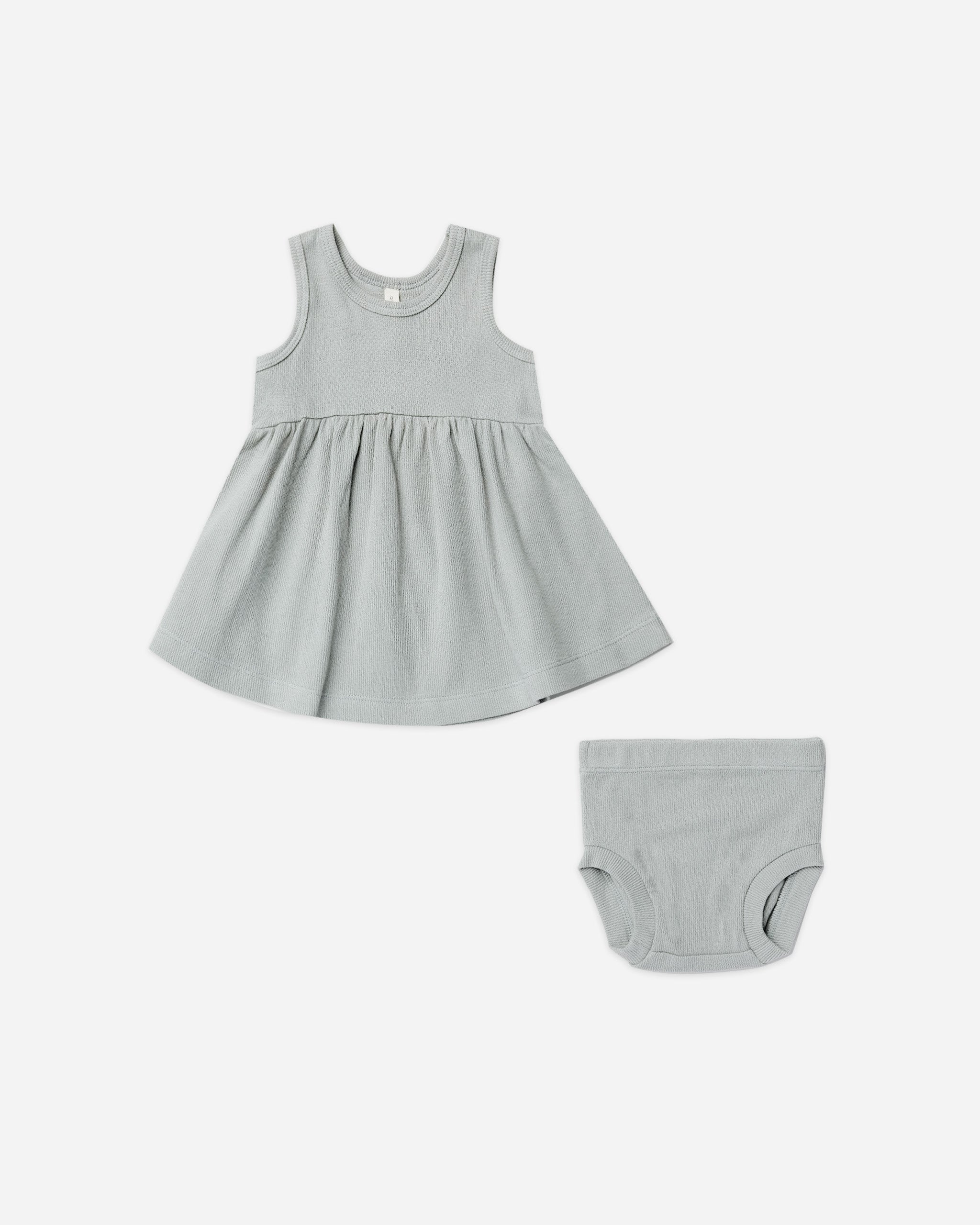 ribbed tank dress + bloomer | sky - Quincy Mae | Baby Basics | Baby Clothing | Organic Baby Clothes | Modern Baby Boy Clothes |