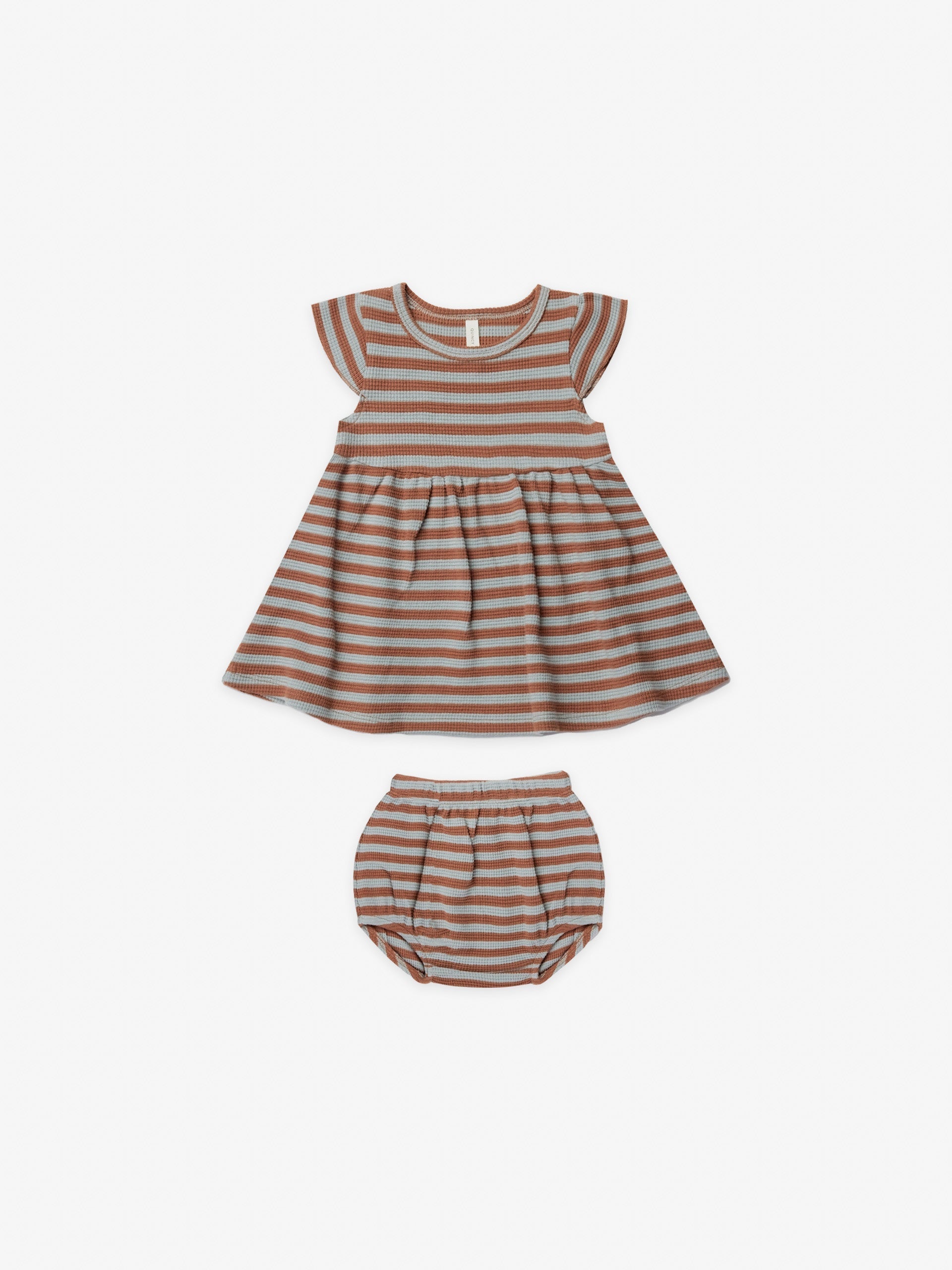 waffle flutter sleeve dress | sienna + sky stripe - Quincy Mae | Baby Basics | Baby Clothing | Organic Baby Clothes | Modern Baby Boy Clothes |