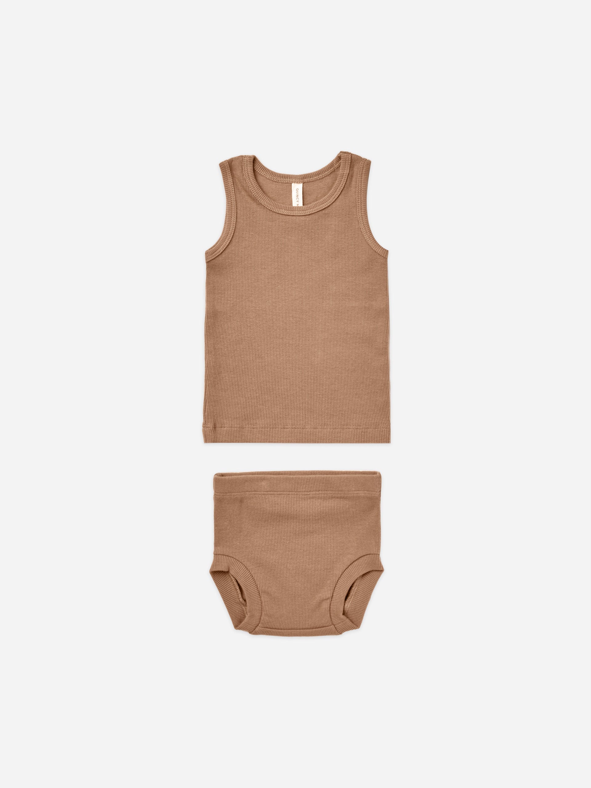 ribbed tank + bloomer set | clay - Quincy Mae | Baby Basics | Baby Clothing | Organic Baby Clothes | Modern Baby Boy Clothes |