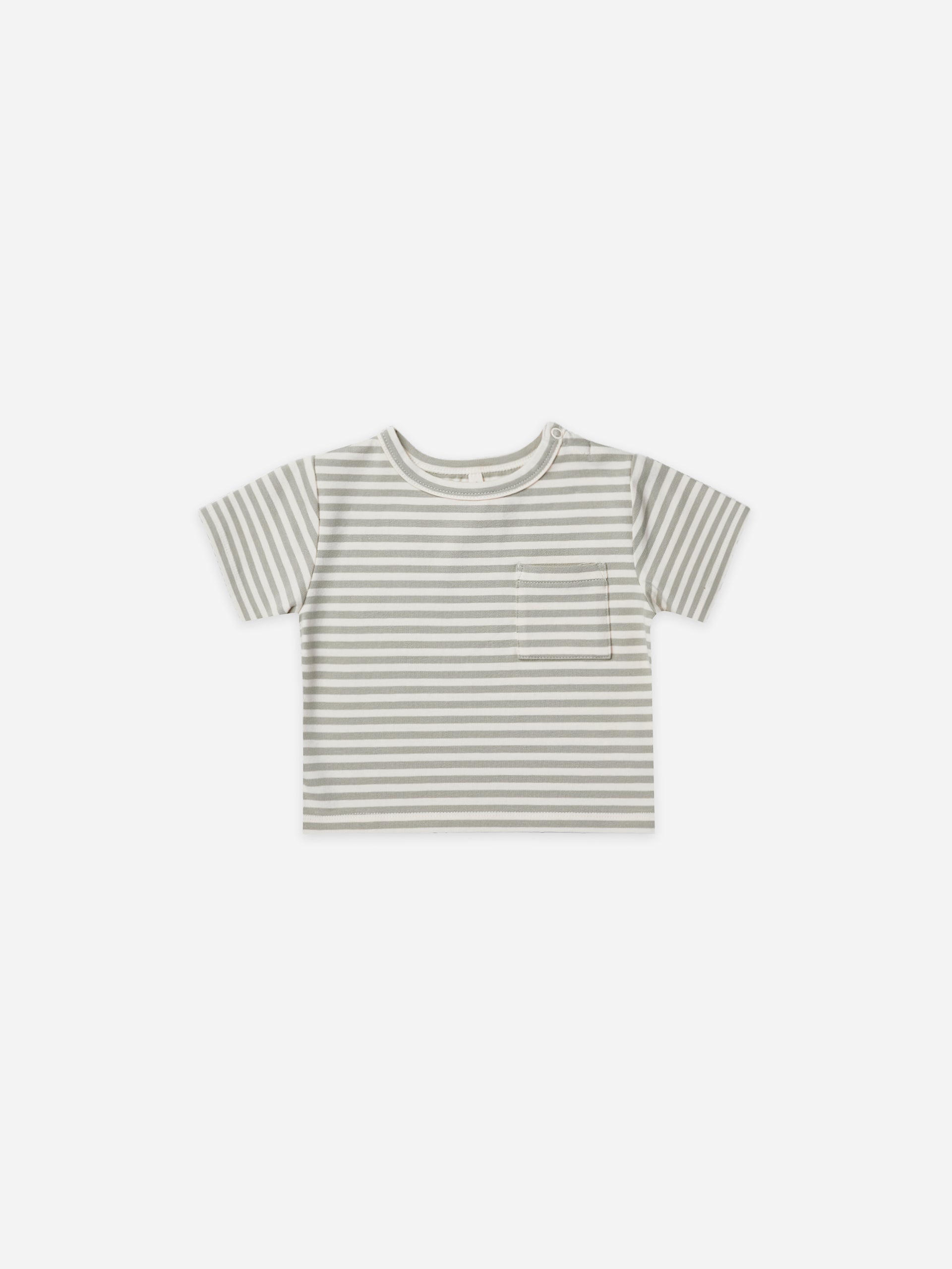 boxy pocket tee | pistachio stripe - Quincy Mae | Baby Basics | Baby Clothing | Organic Baby Clothes | Modern Baby Boy Clothes |