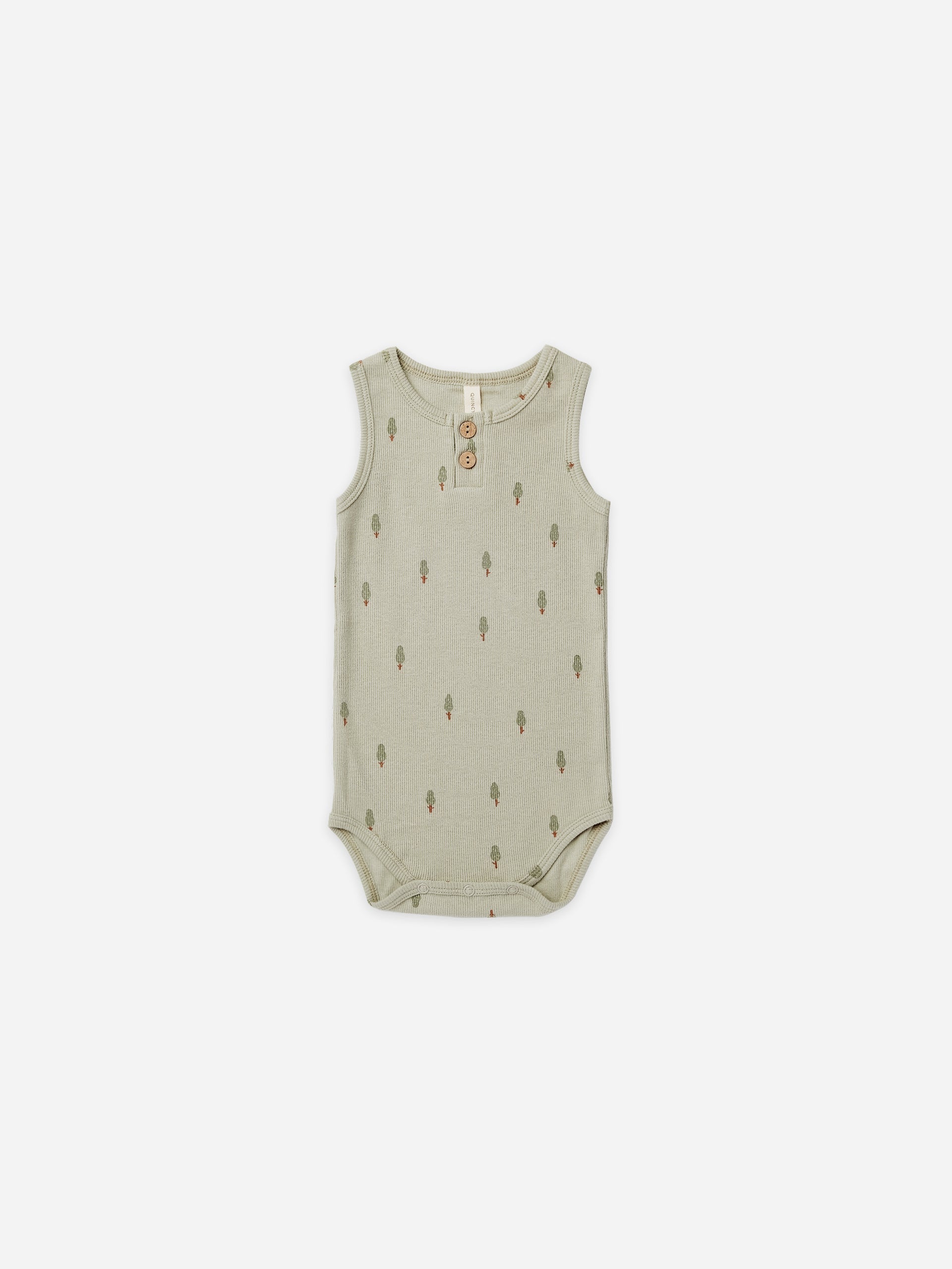 sleeveless henley bodysuit | trees - Quincy Mae | Baby Basics | Baby Clothing | Organic Baby Clothes | Modern Baby Boy Clothes |