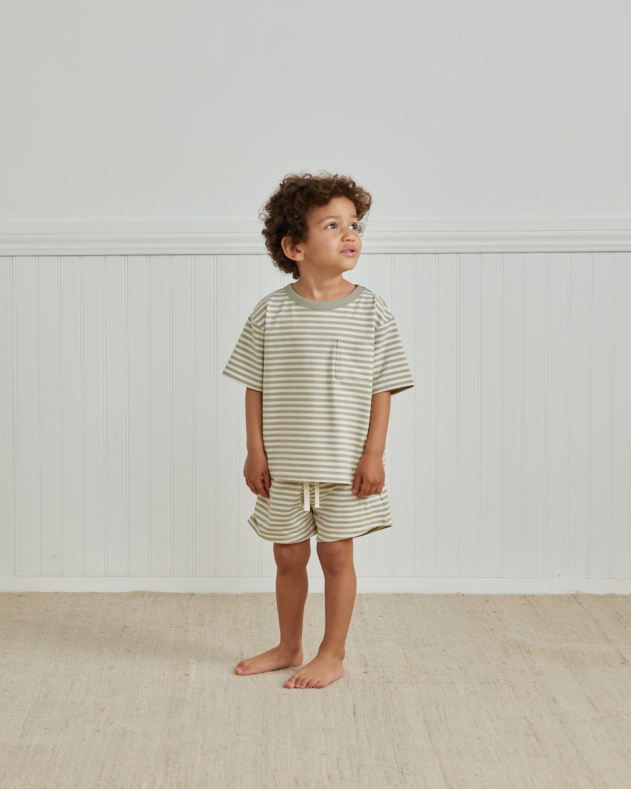 boxy pocket tee | pistachio stripe - Quincy Mae | Baby Basics | Baby Clothing | Organic Baby Clothes | Modern Baby Boy Clothes |
