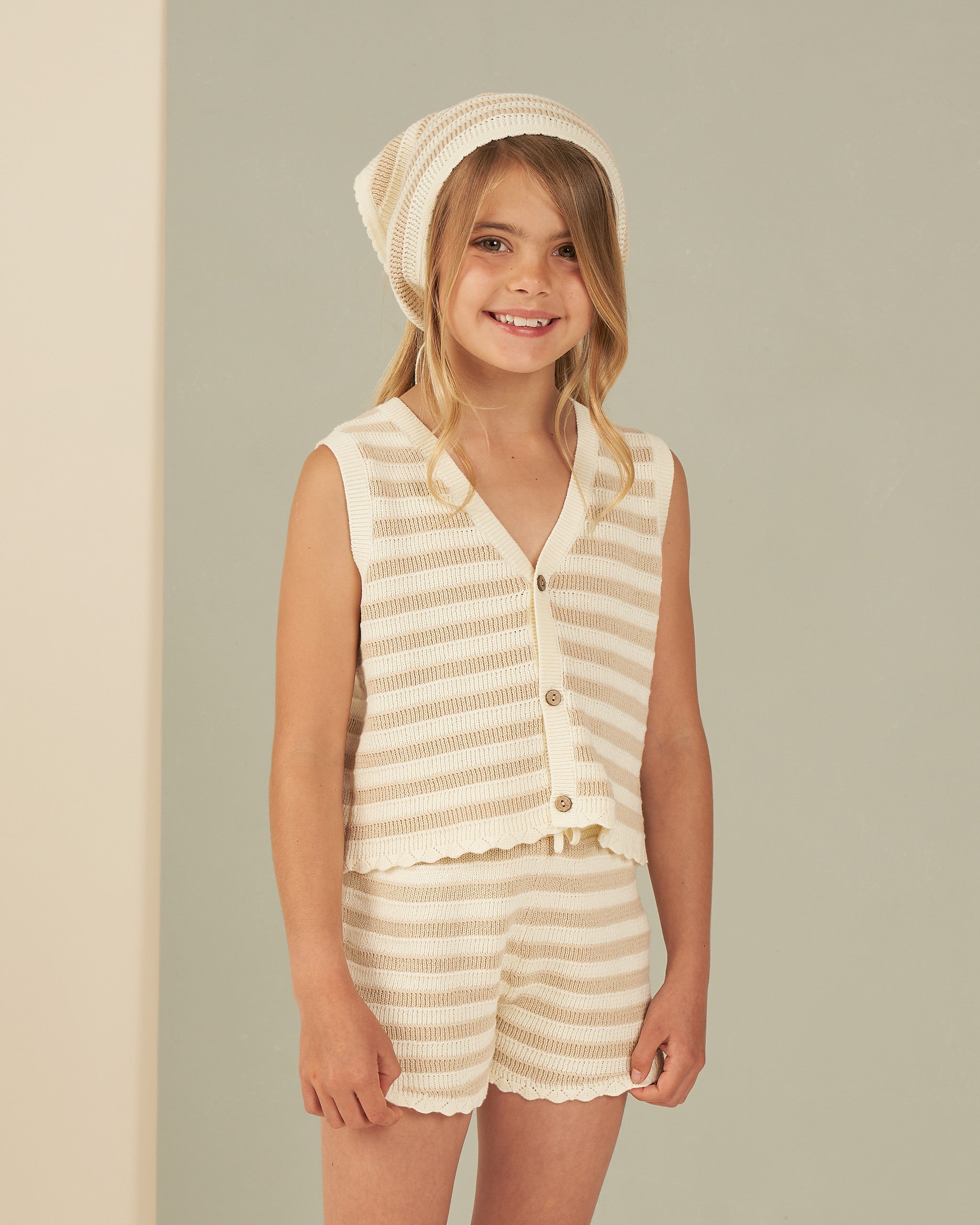 Knit Vest || Sand Stripe - Rylee + Cru | Kids Clothes | Trendy Baby Clothes | Modern Infant Outfits |