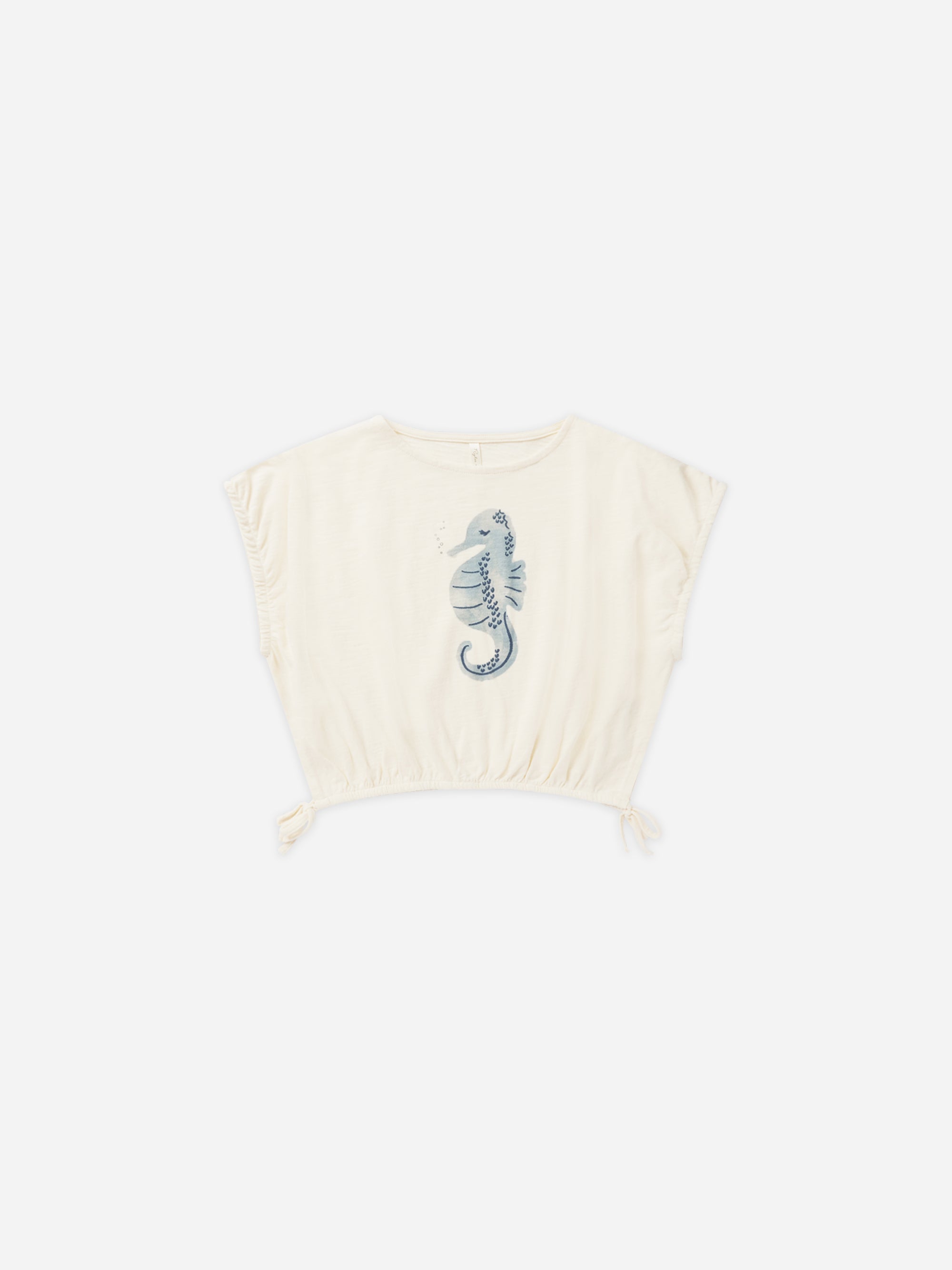 Cropped Cinched Tee || Seahorse