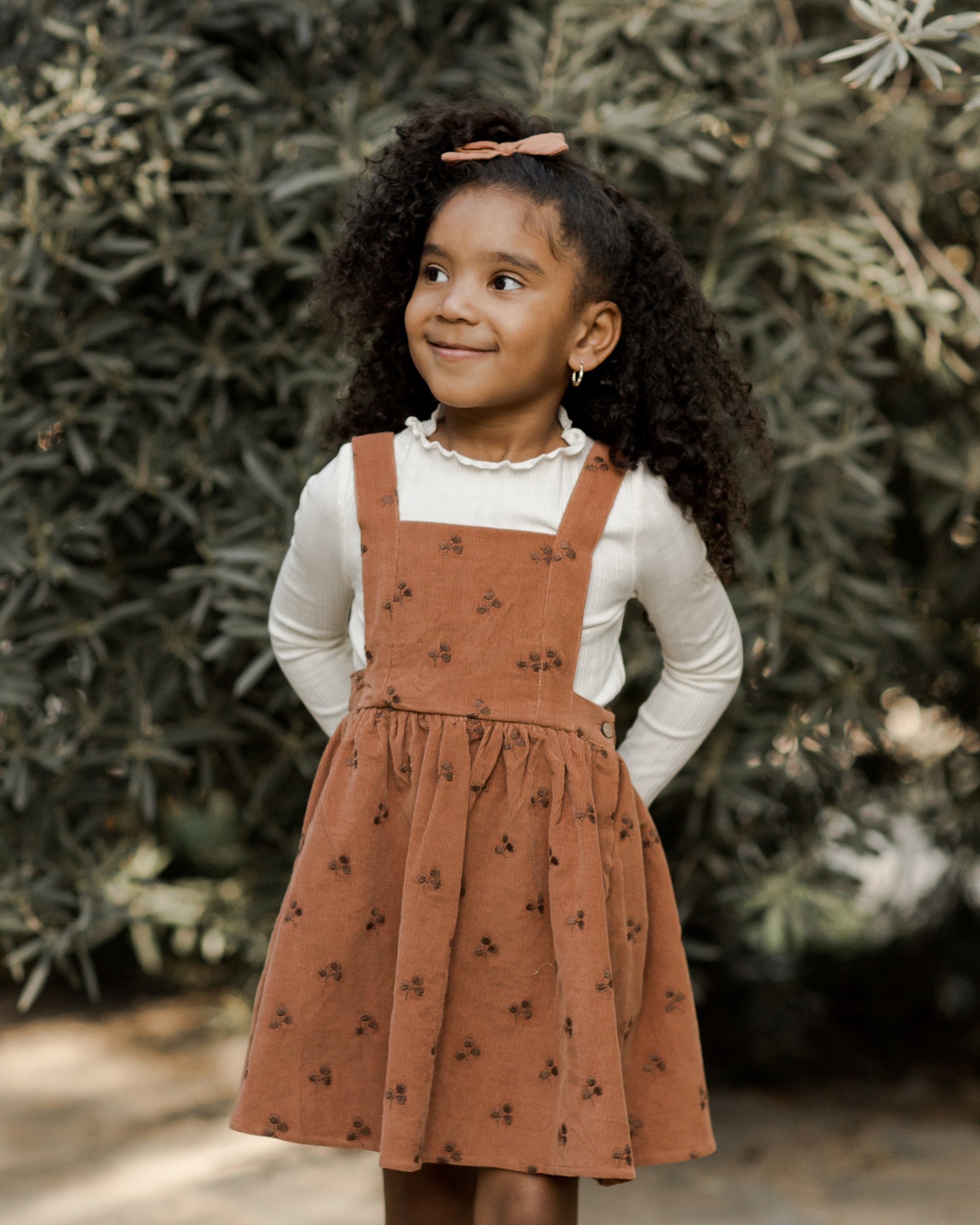 Corduroy Pinafore Dress || Blossom Embroidery