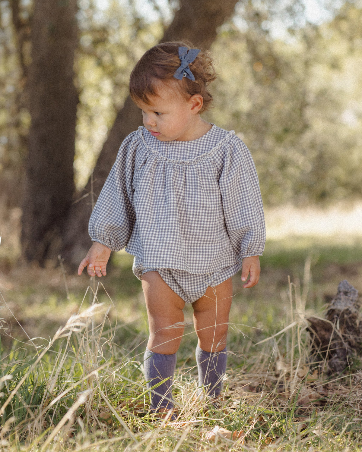 Mia Top + Bloomer Set Midnight Gingham - Rylee + Cru | Kids Clothes | Trendy Baby Clothes | Modern Infant Outfits |