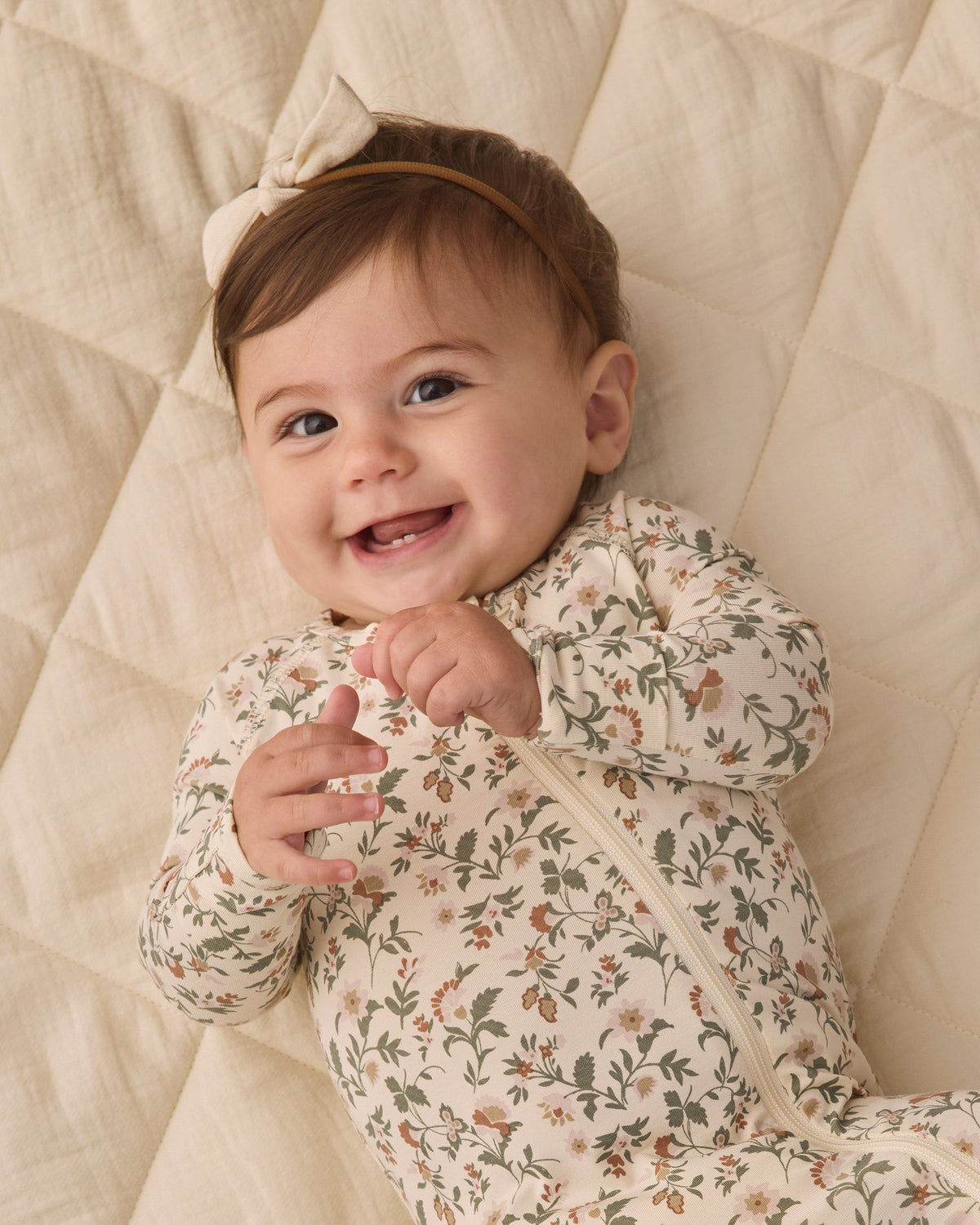 Bamboo Zip Footie Holiday Floral - Rylee + Cru | Kids Clothes | Trendy Baby Clothes | Modern Infant Outfits |