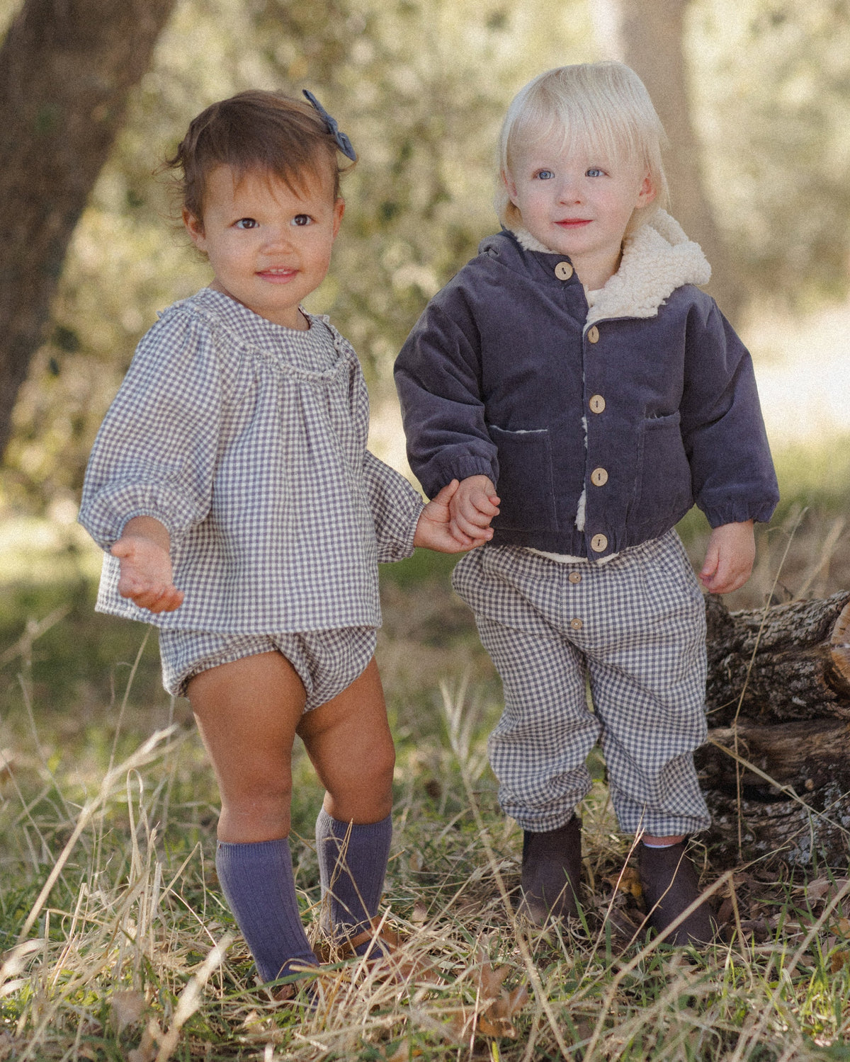 Mia Top + Bloomer Set Midnight Gingham - Rylee + Cru | Kids Clothes | Trendy Baby Clothes | Modern Infant Outfits |