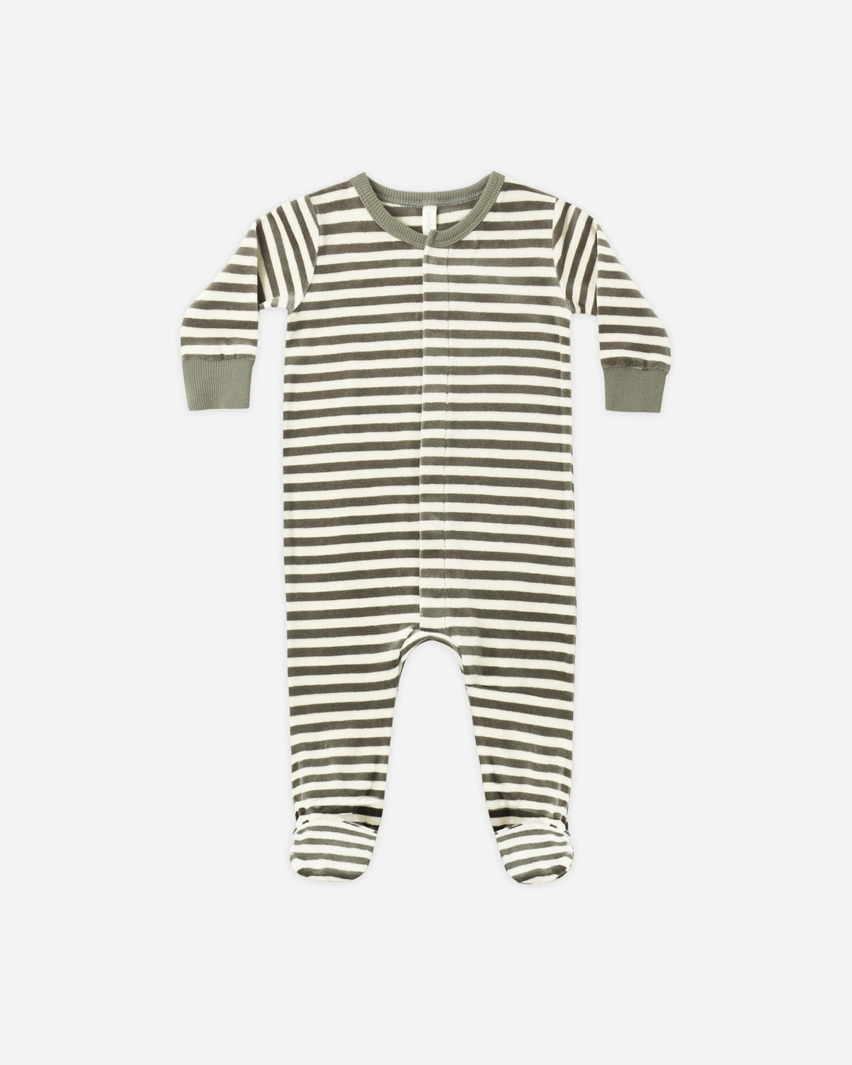 Hidden Snap Footie Spruce Stripe - Rylee + Cru | Kids Clothes | Trendy Baby Clothes | Modern Infant Outfits |