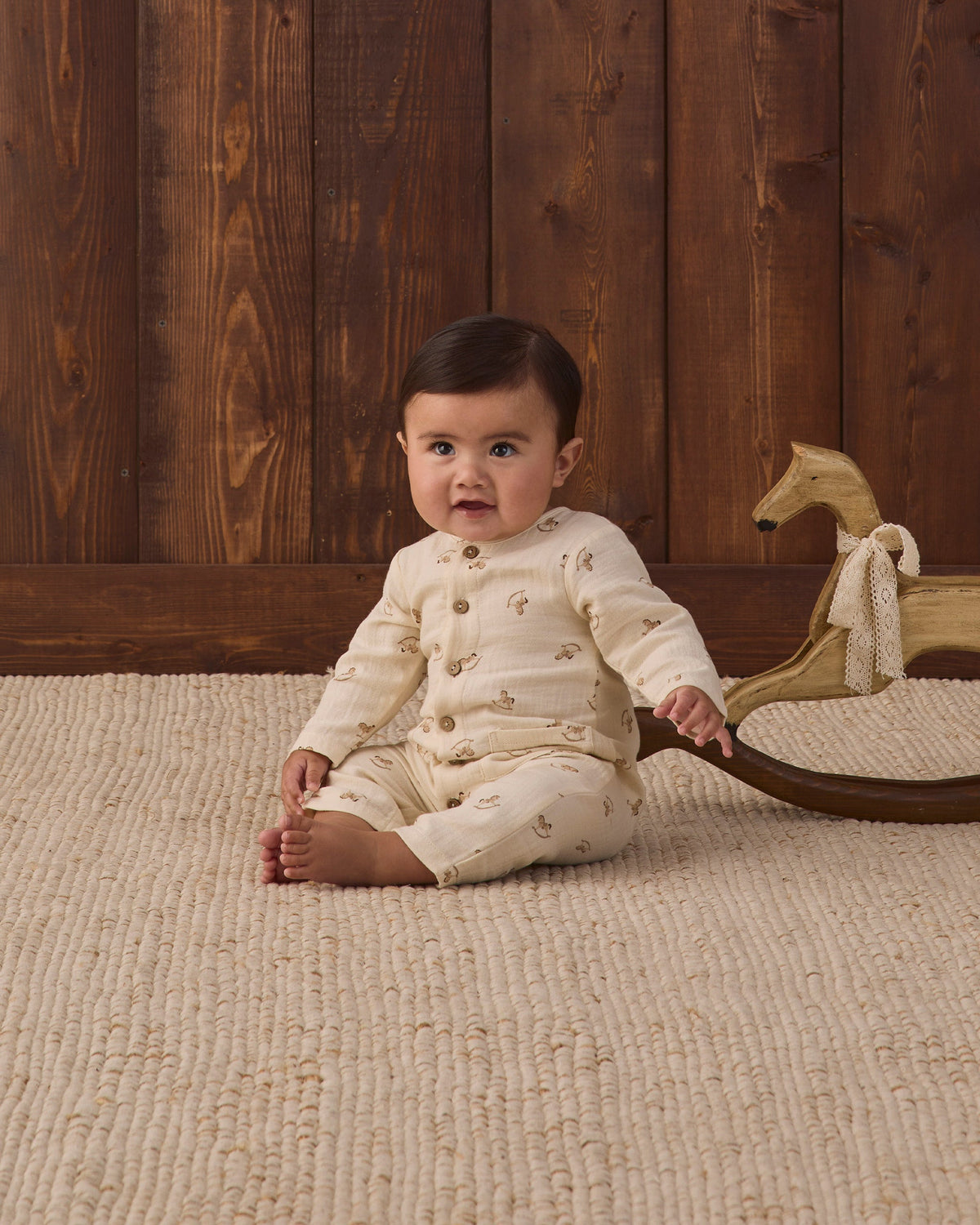 Pocketed Woven Jumpsuit Rocking Horse - Rylee + Cru | Kids Clothes | Trendy Baby Clothes | Modern Infant Outfits |