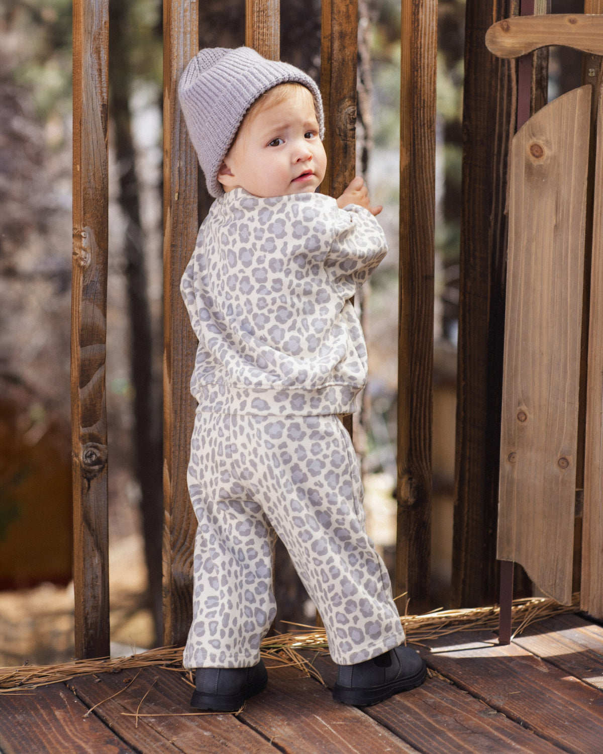 Oversized Sweatshirt Blue Leopard - Rylee + Cru | Kids Clothes | Trendy Baby Clothes | Modern Infant Outfits |