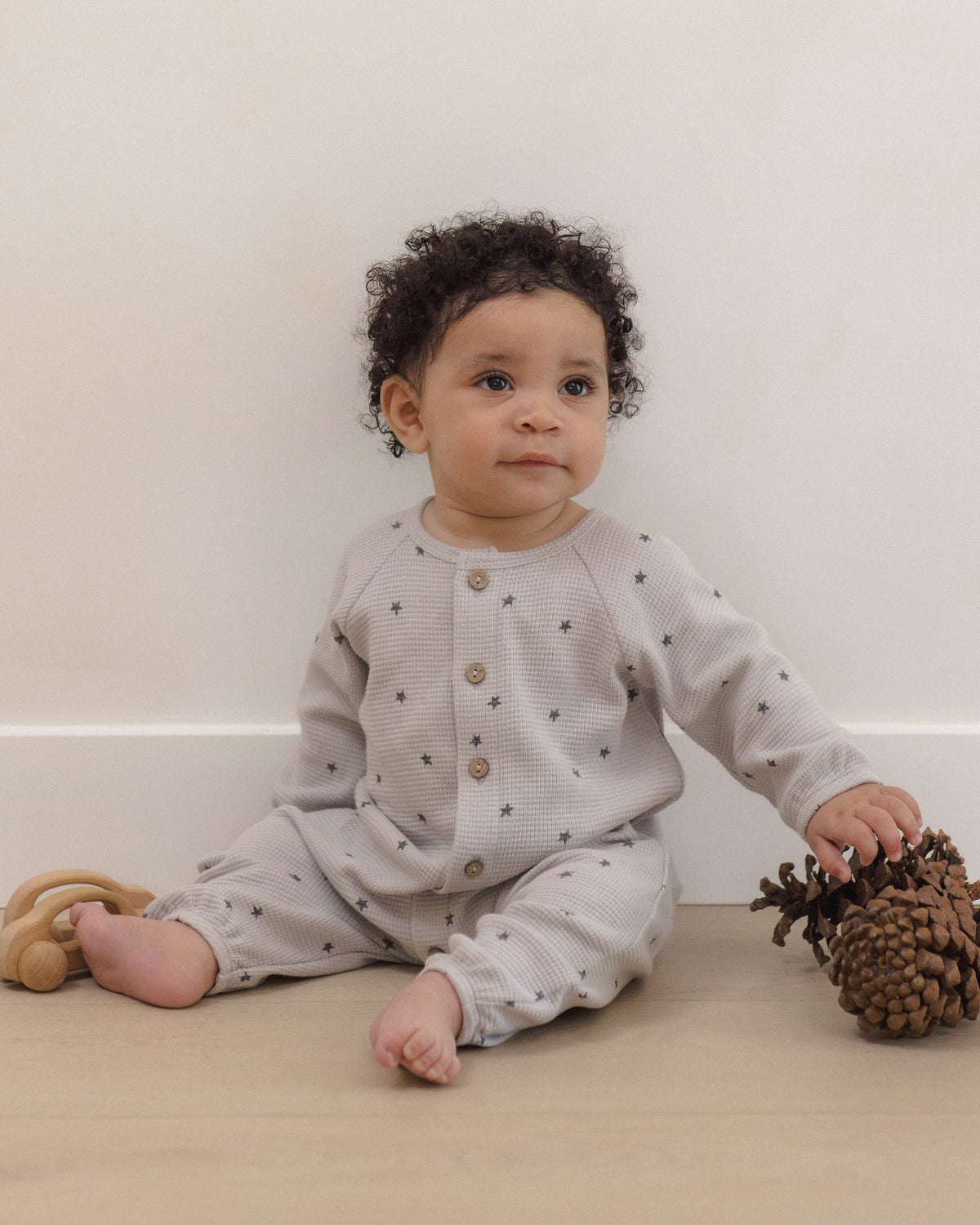 Waffle Long Sleeve Jumpsuit Stars - Rylee + Cru | Kids Clothes | Trendy Baby Clothes | Modern Infant Outfits |
