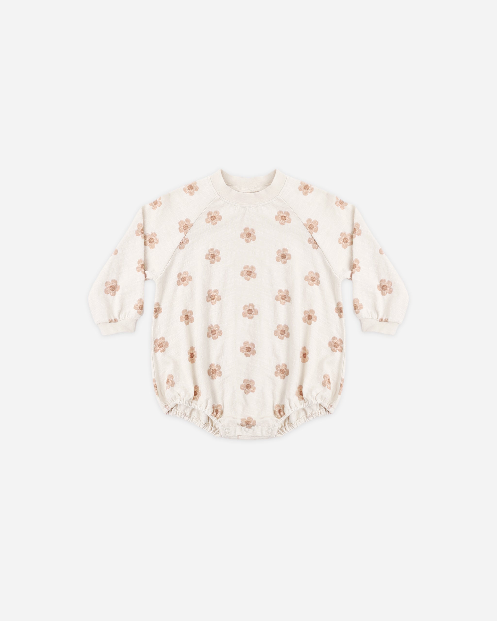 Crew Neck Romper Pink Daisies - Rylee + Cru | Kids Clothes | Trendy Baby Clothes | Modern Infant Outfits |