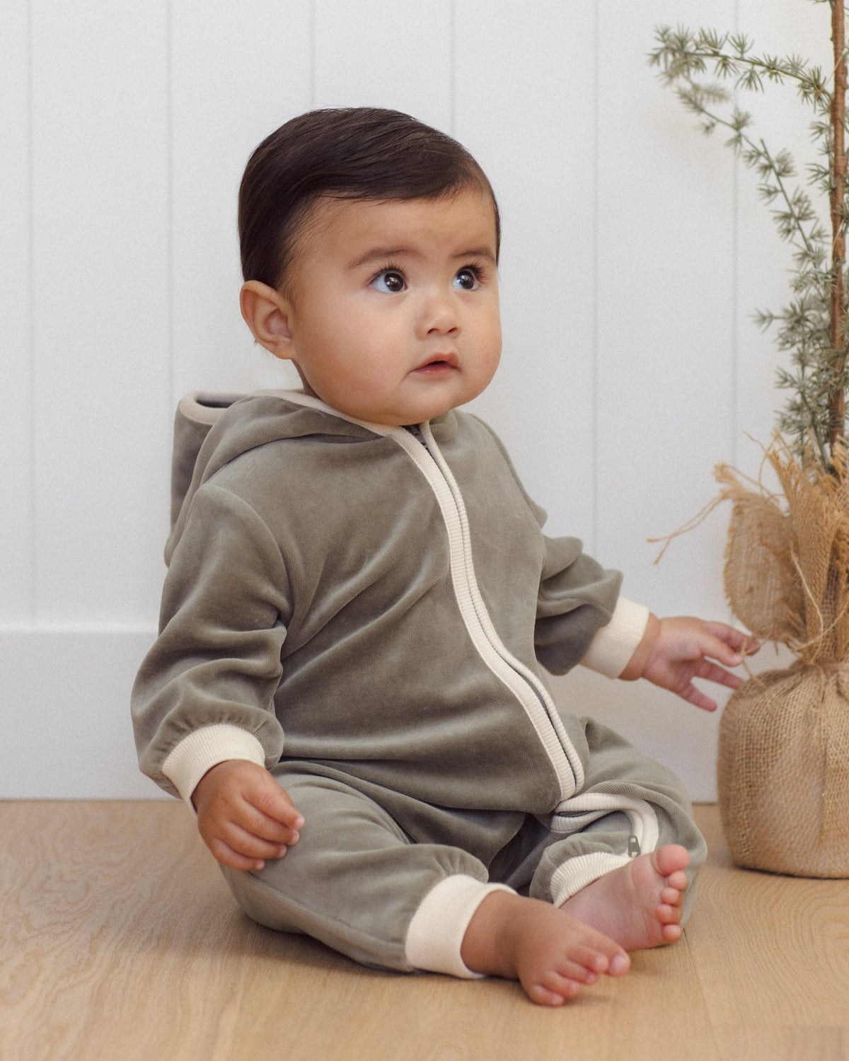 Velour Zip Jumpsuit Spruce - Rylee + Cru | Kids Clothes | Trendy Baby Clothes | Modern Infant Outfits |
