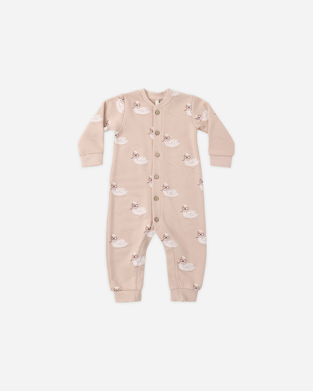 Button Down Jumpsuit Swans - Rylee + Cru | Kids Clothes | Trendy Baby Clothes | Modern Infant Outfits |