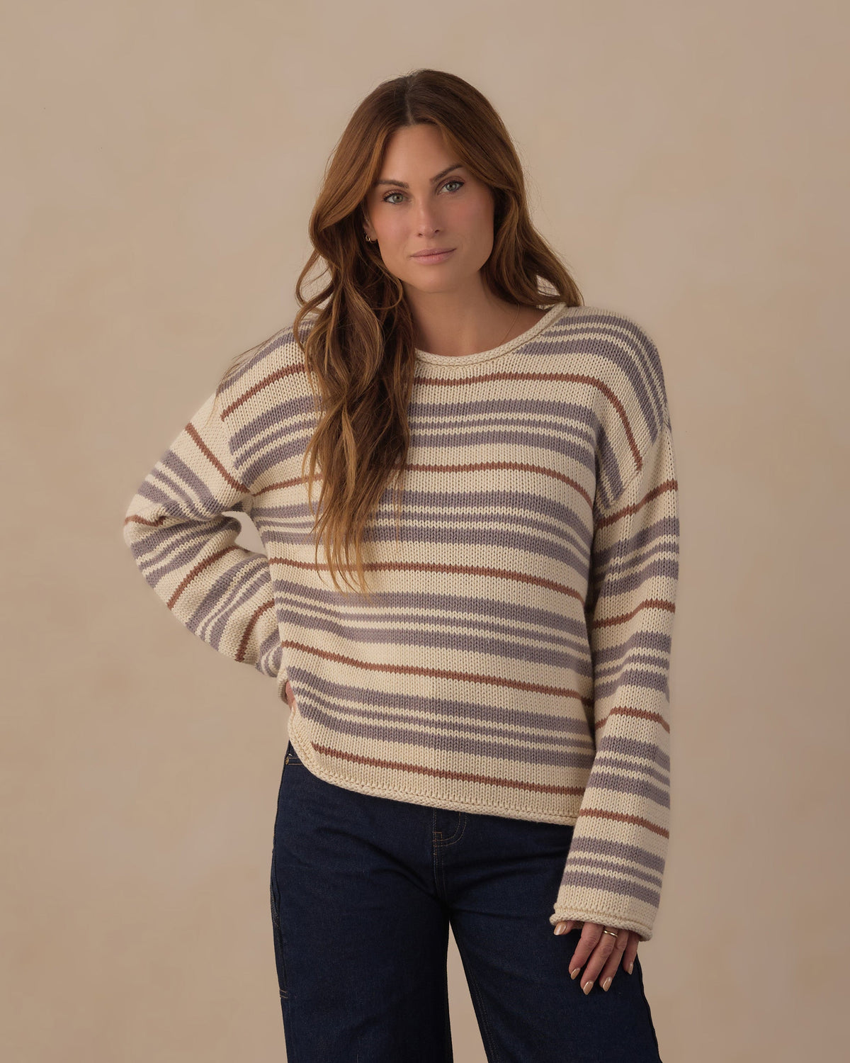 Women's Jacques Sweater Dusty Blue Stripe - Rylee + Cru | Kids Clothes | Trendy Baby Clothes | Modern Infant Outfits |