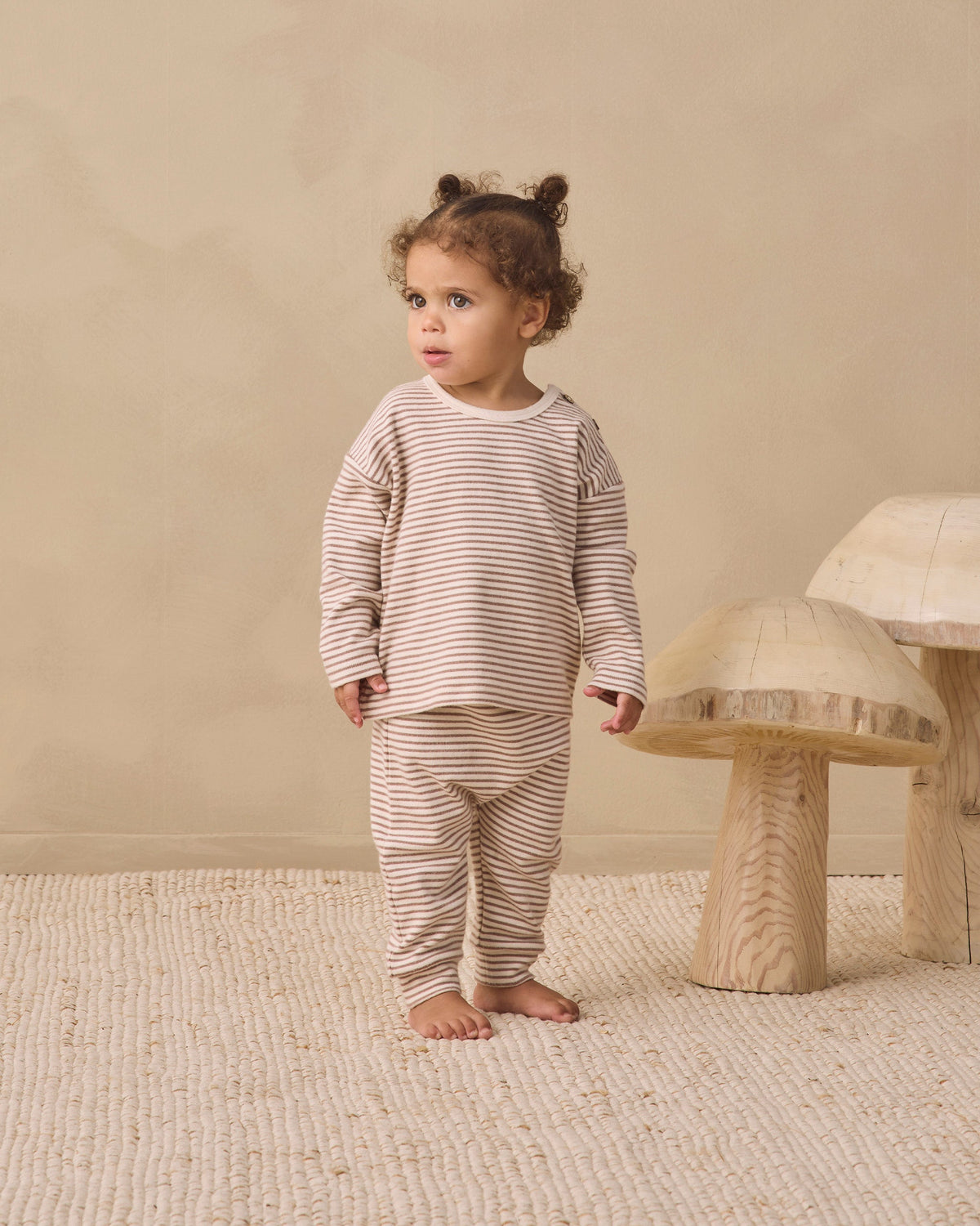 Drawstring Pant Cocoa Microstripe - Rylee + Cru | Kids Clothes | Trendy Baby Clothes | Modern Infant Outfits |