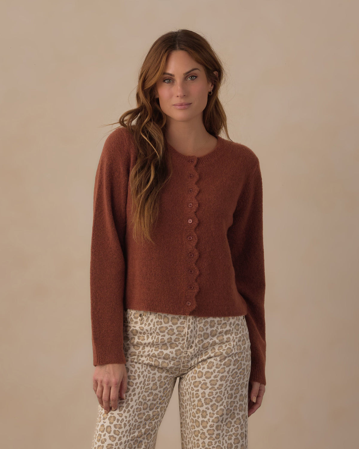 Women's Scallop Cardigan Brick - Rylee + Cru | Kids Clothes | Trendy Baby Clothes | Modern Infant Outfits |