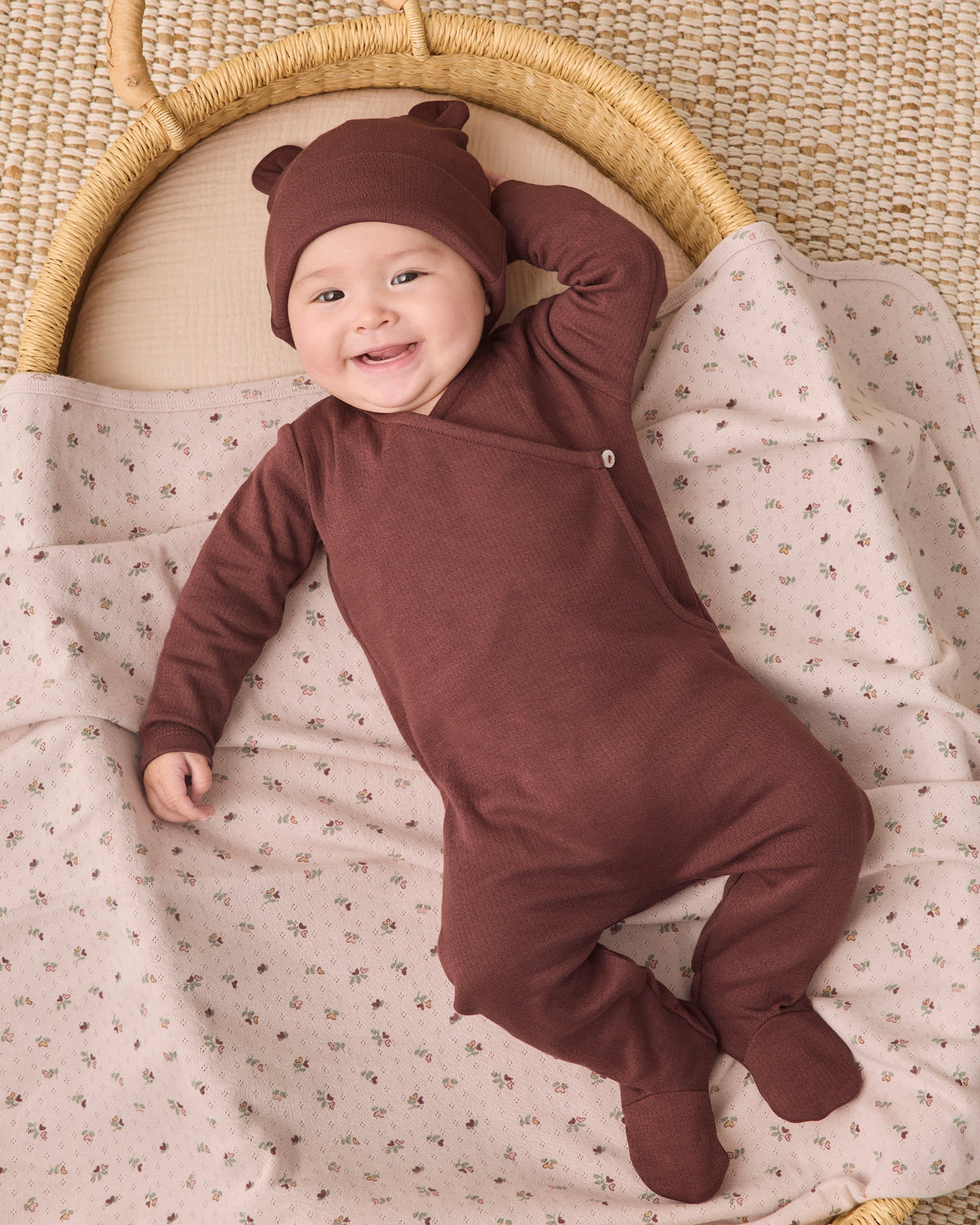 Pointelle Wrap Footie Black Cherry - Rylee + Cru | Kids Clothes | Trendy Baby Clothes | Modern Infant Outfits |