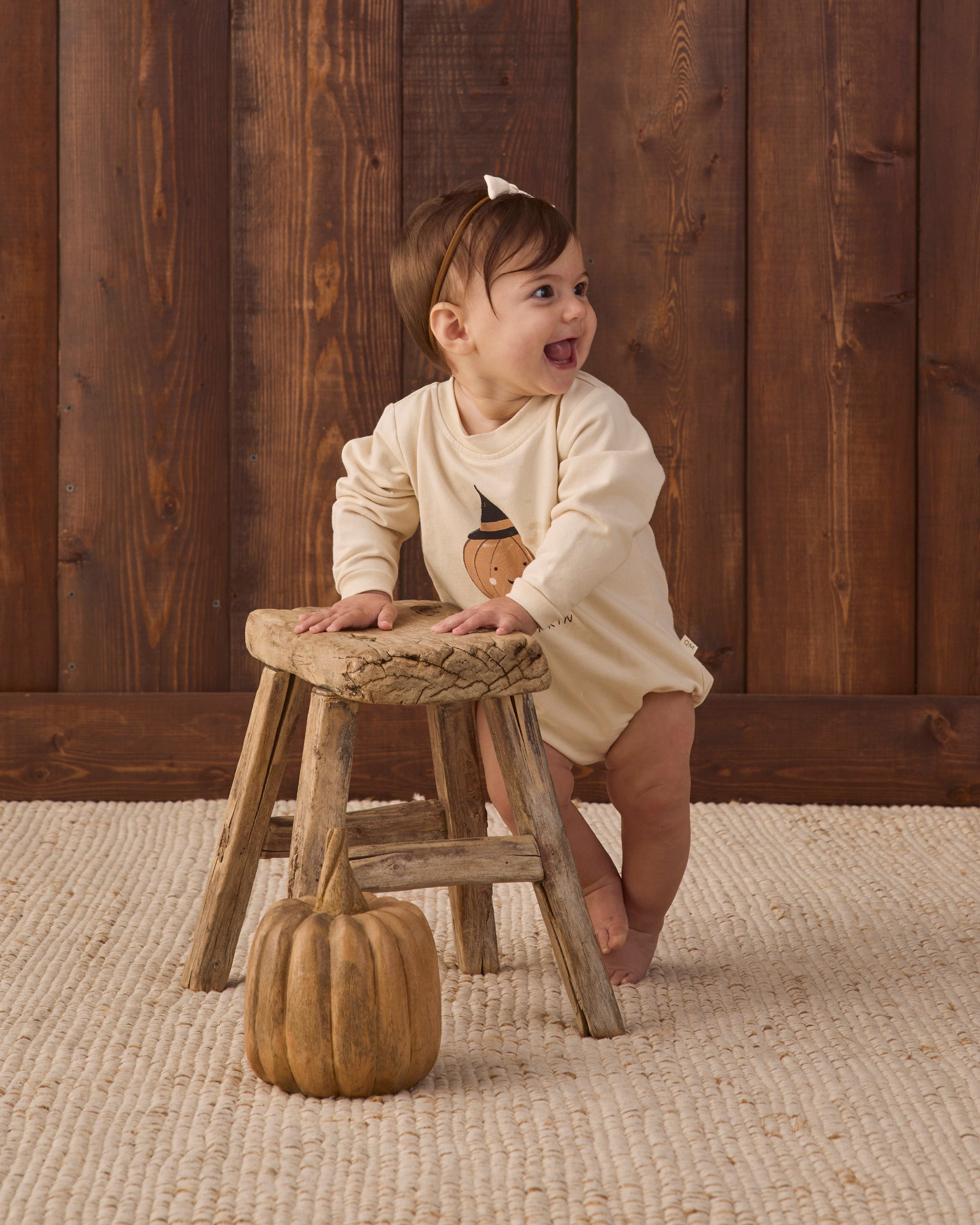 Crewneck Bubble Romper Lil Pumpkin - Rylee + Cru | Kids Clothes | Trendy Baby Clothes | Modern Infant Outfits |