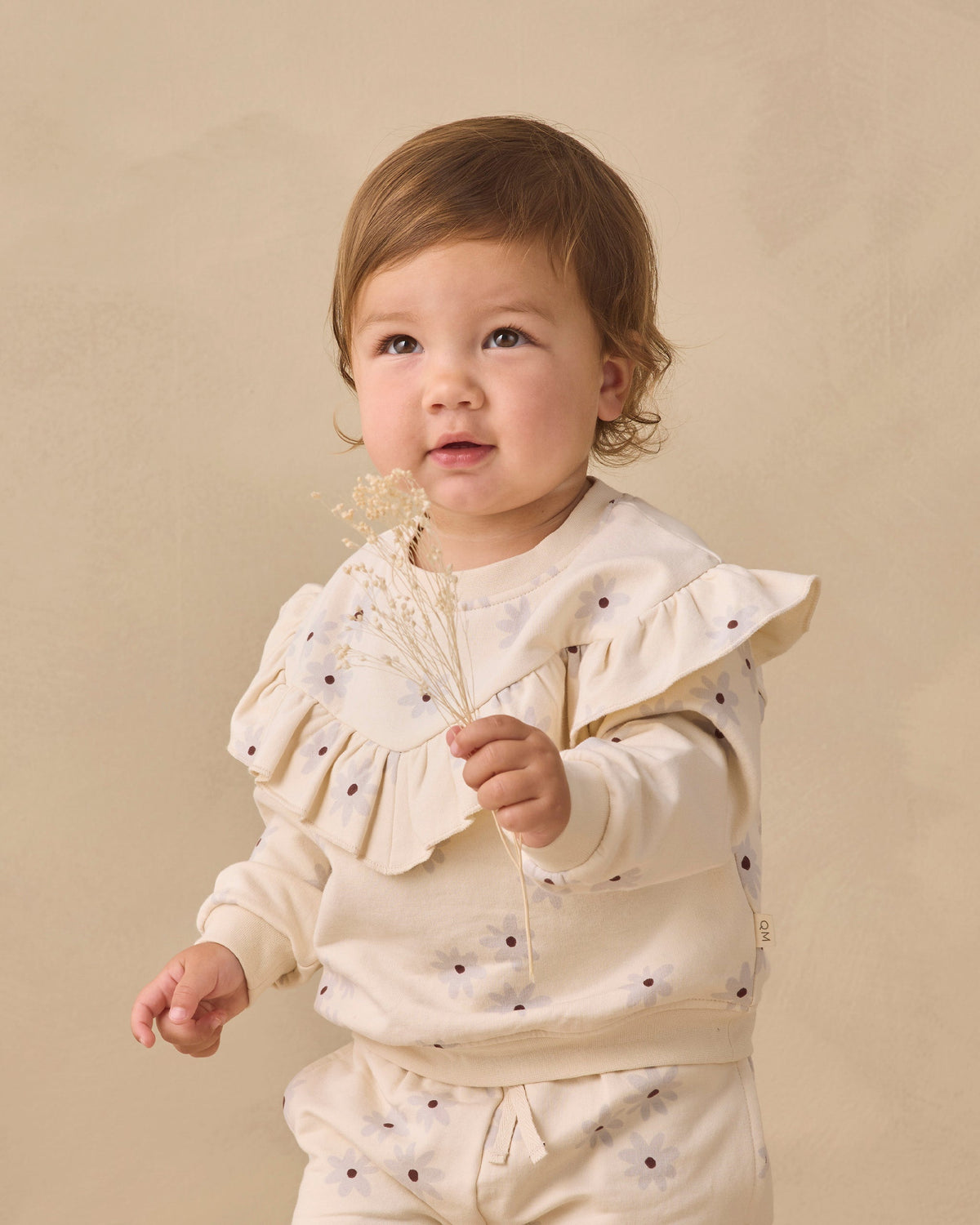 Ruffle Fleece Sweatshirt Blue Daisy - Rylee + Cru | Kids Clothes | Trendy Baby Clothes | Modern Infant Outfits |