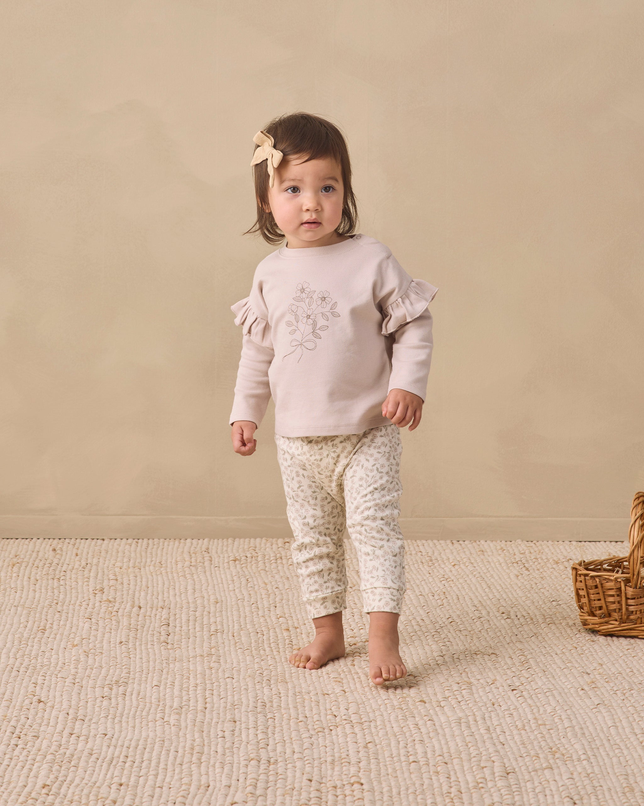 Ruffle Long Sleeve Tee Fleur - Rylee + Cru | Kids Clothes | Trendy Baby Clothes | Modern Infant Outfits |