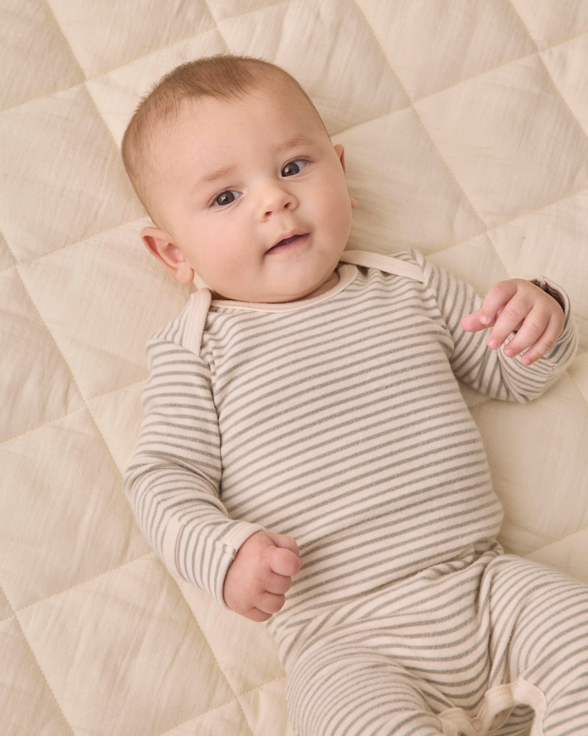 Baby Footie Laurel Microstripe - Rylee + Cru | Kids Clothes | Trendy Baby Clothes | Modern Infant Outfits |