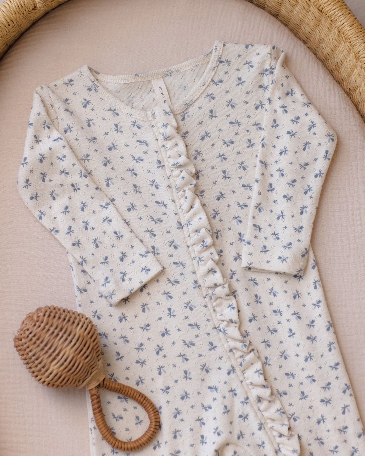 Ruffle Jumpsuit Blue Ditsy - Rylee + Cru | Kids Clothes | Trendy Baby Clothes | Modern Infant Outfits |